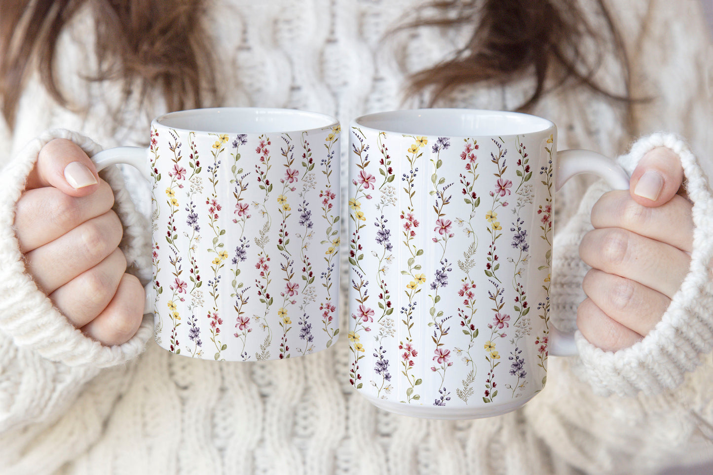 Gentle Pressed Flowers Ceramic Coffee Mug