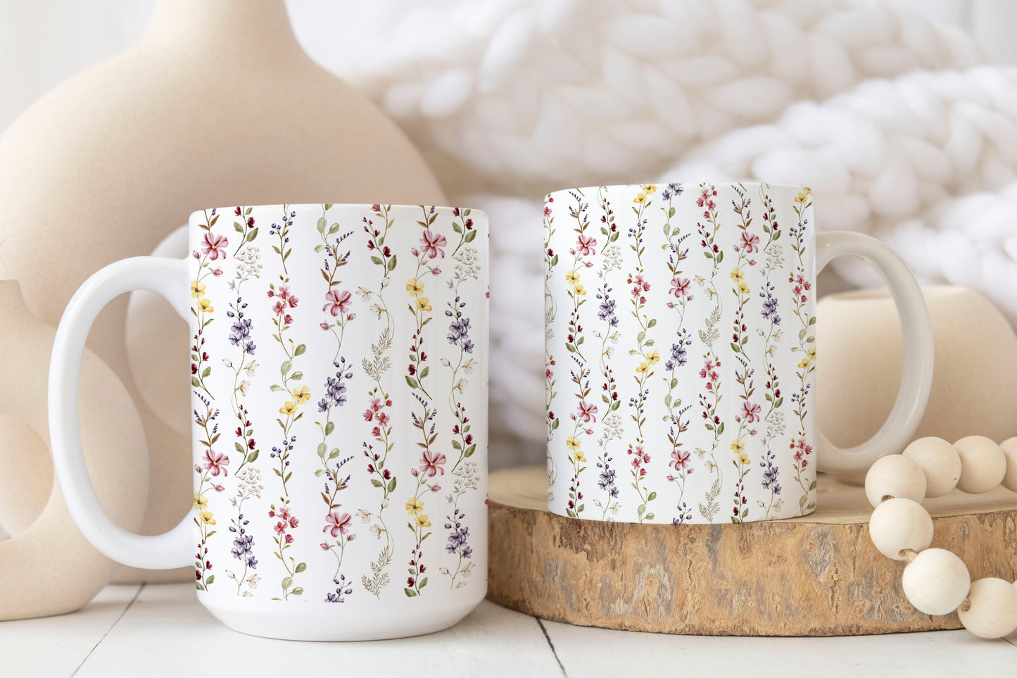 Gentle Pressed Flowers Ceramic Coffee Mug