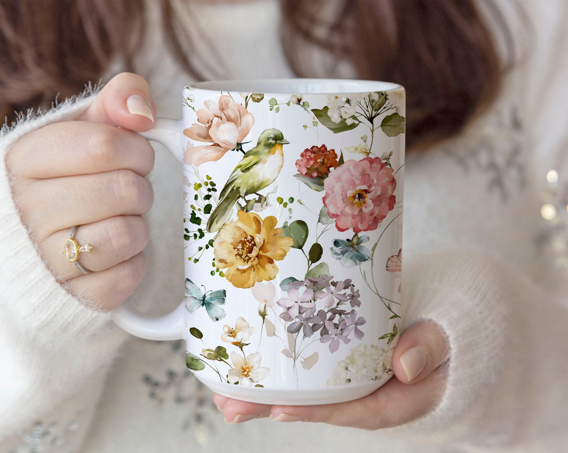 Watercolor Floral Ceramic Coffee Mug