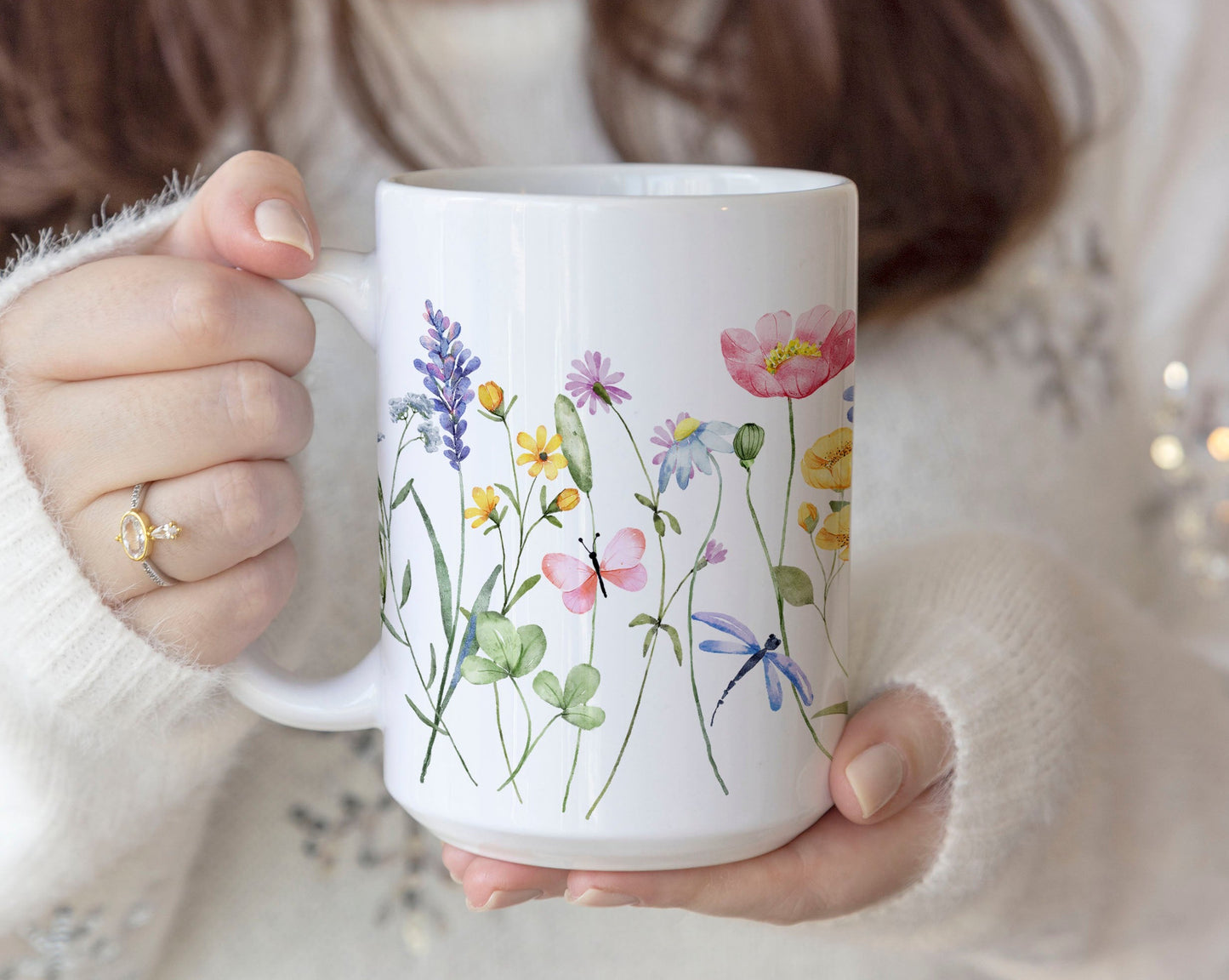 Watercolor Pastel Floral Ceramic Coffee Mug