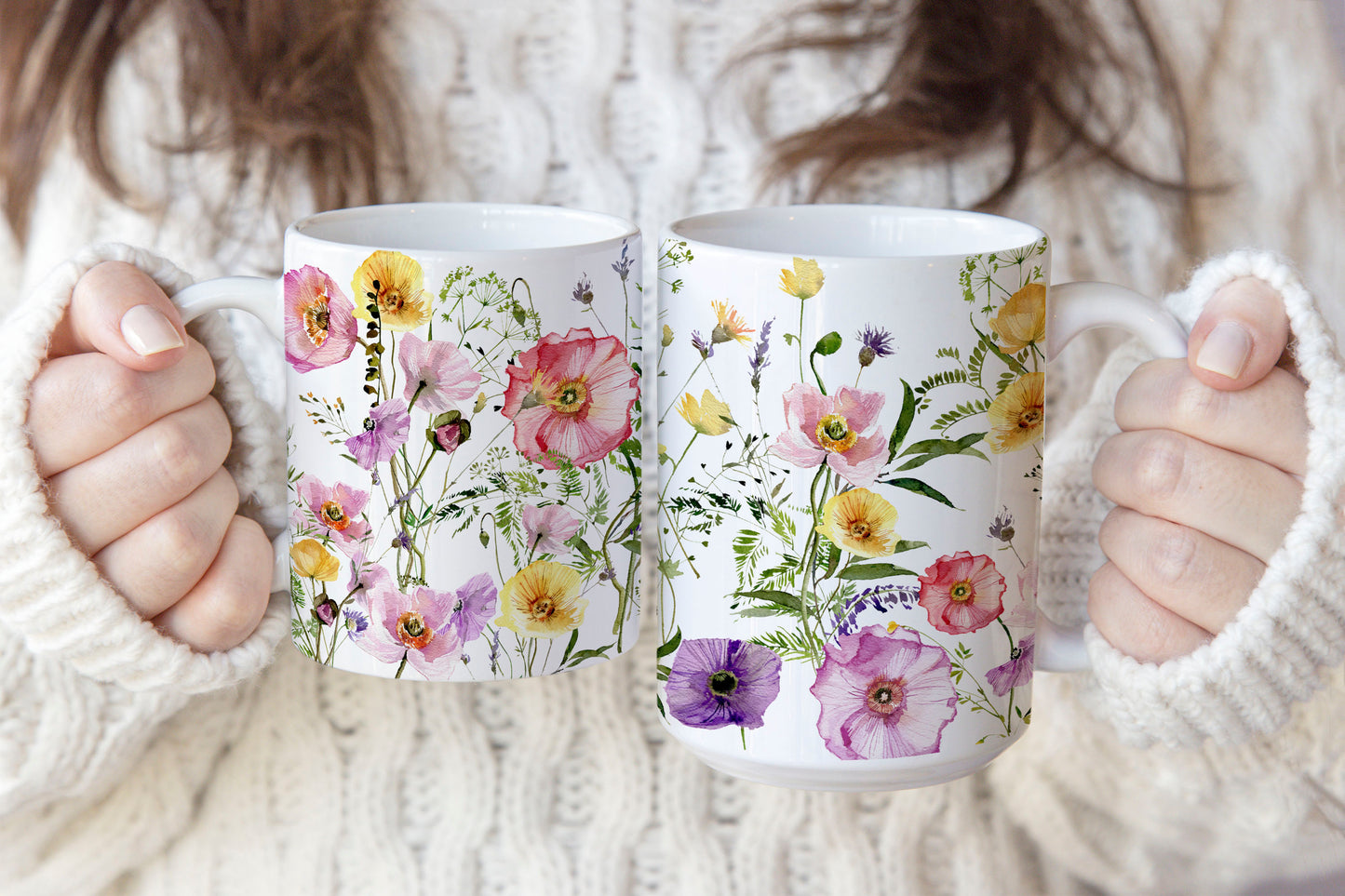 Watercolor Colorful Floral Ceramic Coffee Mug