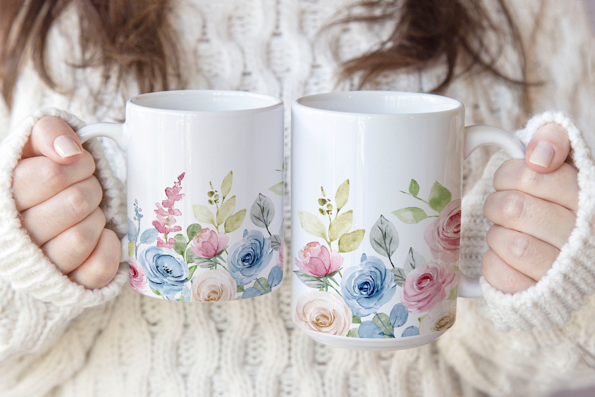 Watercolor Pastel Roses Ceramic Coffee Mug