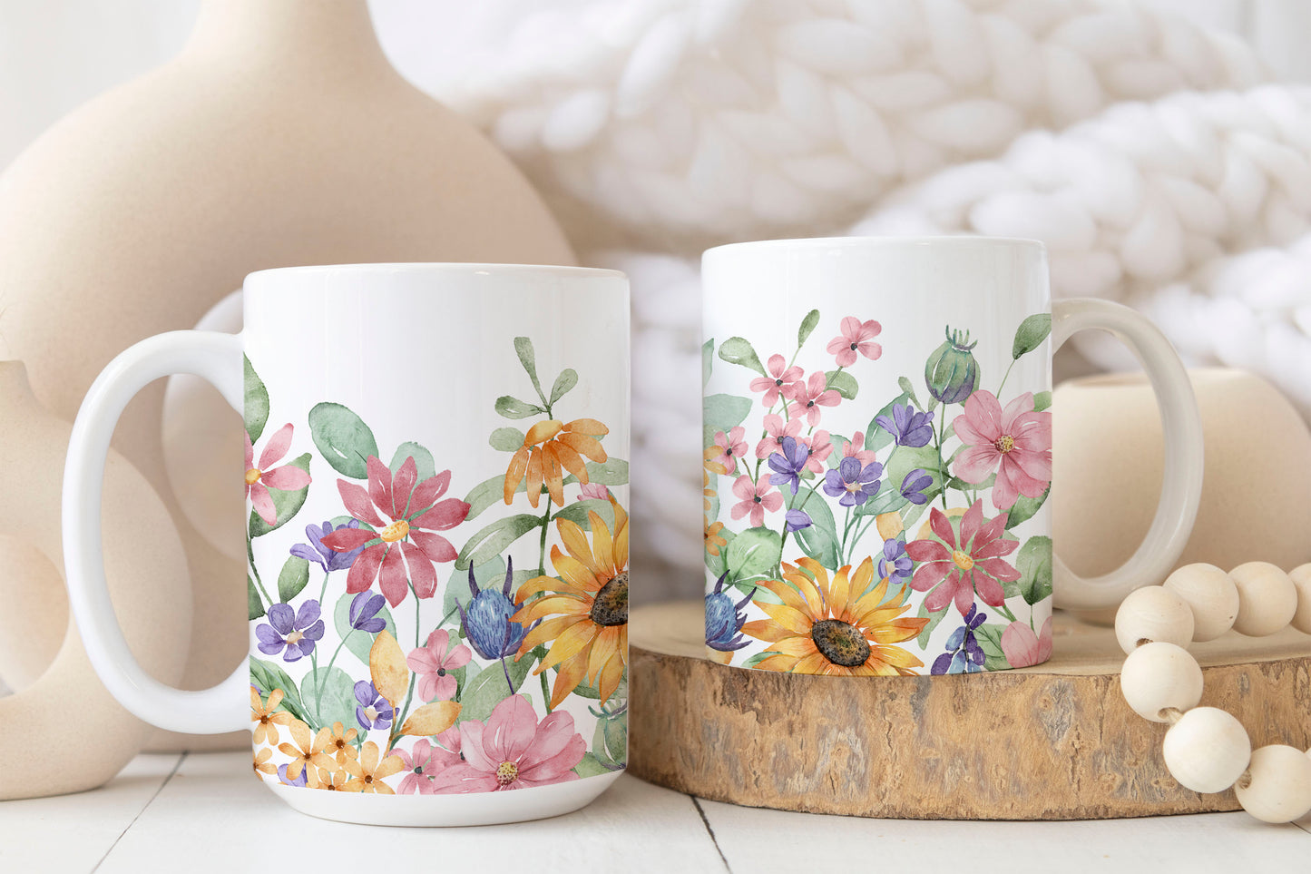 Watercolor Pastel Roses Ceramic Coffee Mug