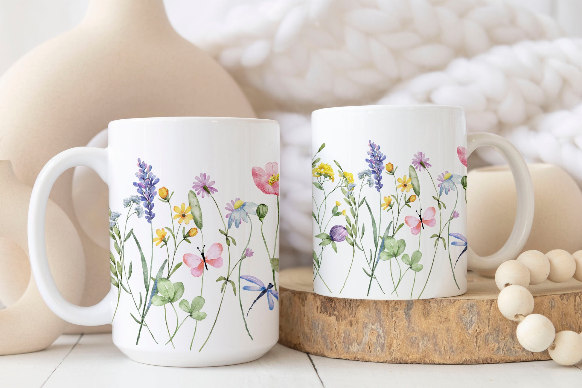 Watercolor Pastel Floral Ceramic Coffee Mug