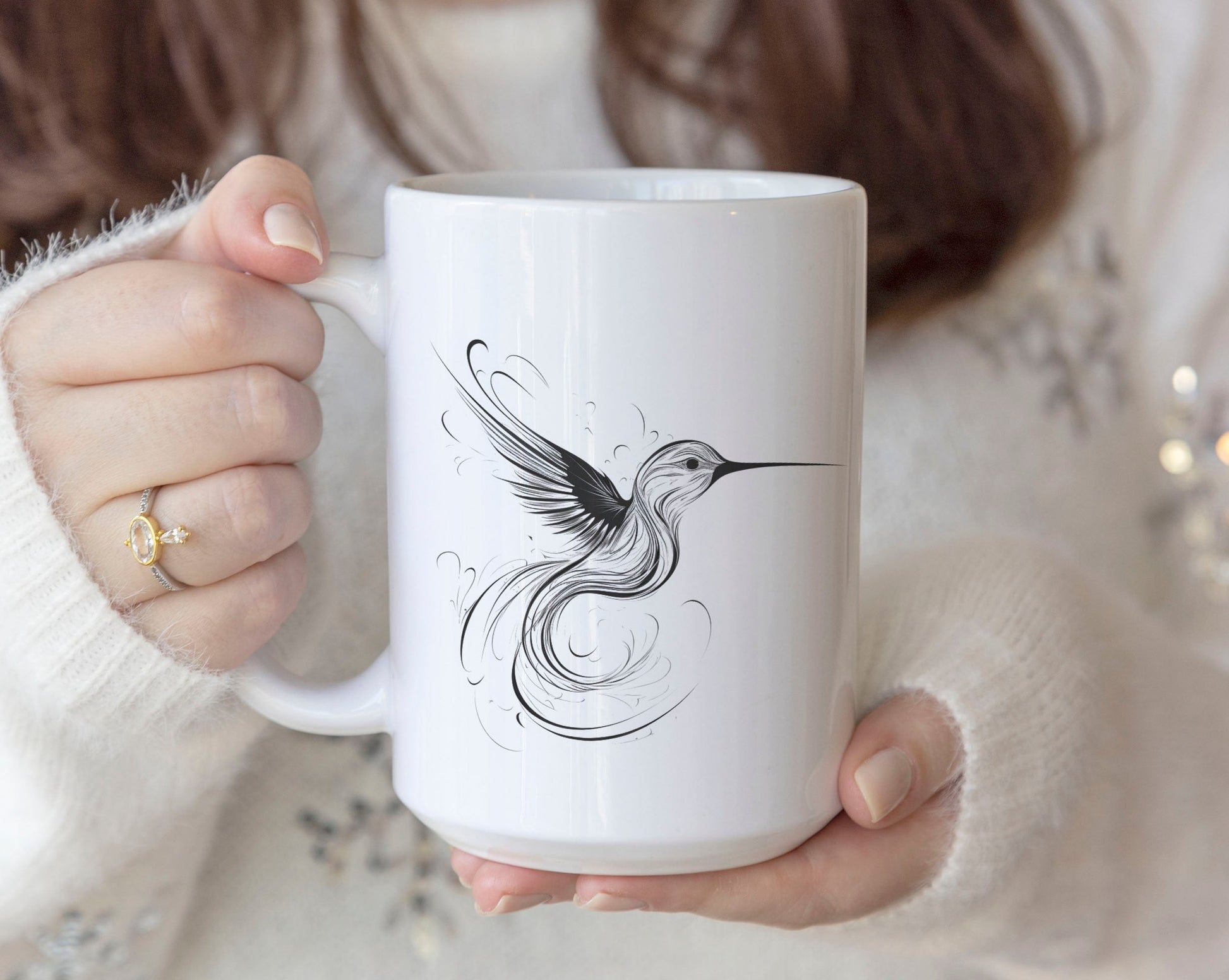 HummingBird Abstract Ceramic Coffee Mug