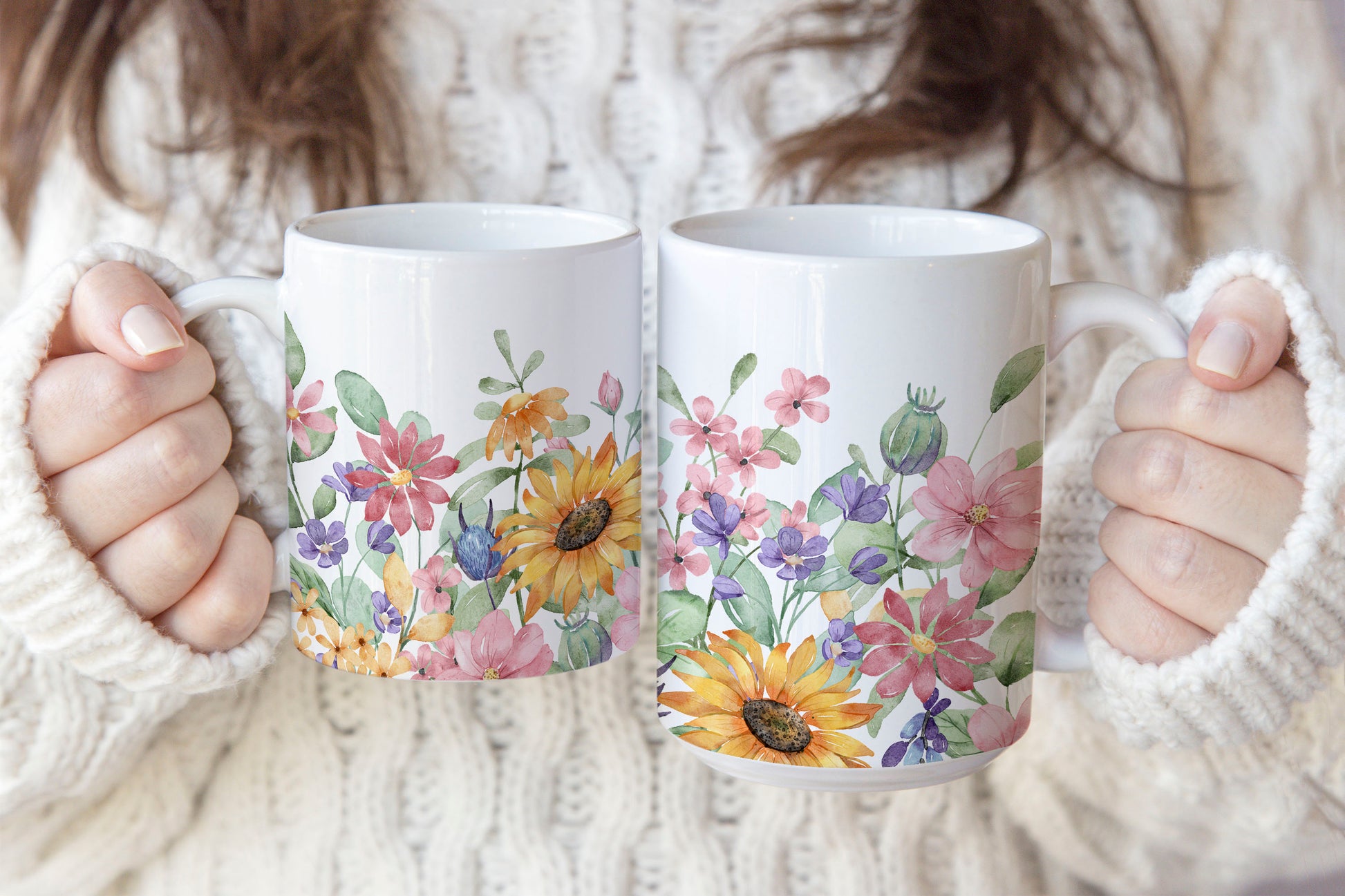 Watercolor Pastel Roses Ceramic Coffee Mug