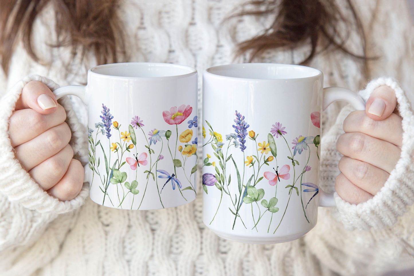 Watercolor Pastel Floral Ceramic Coffee Mug