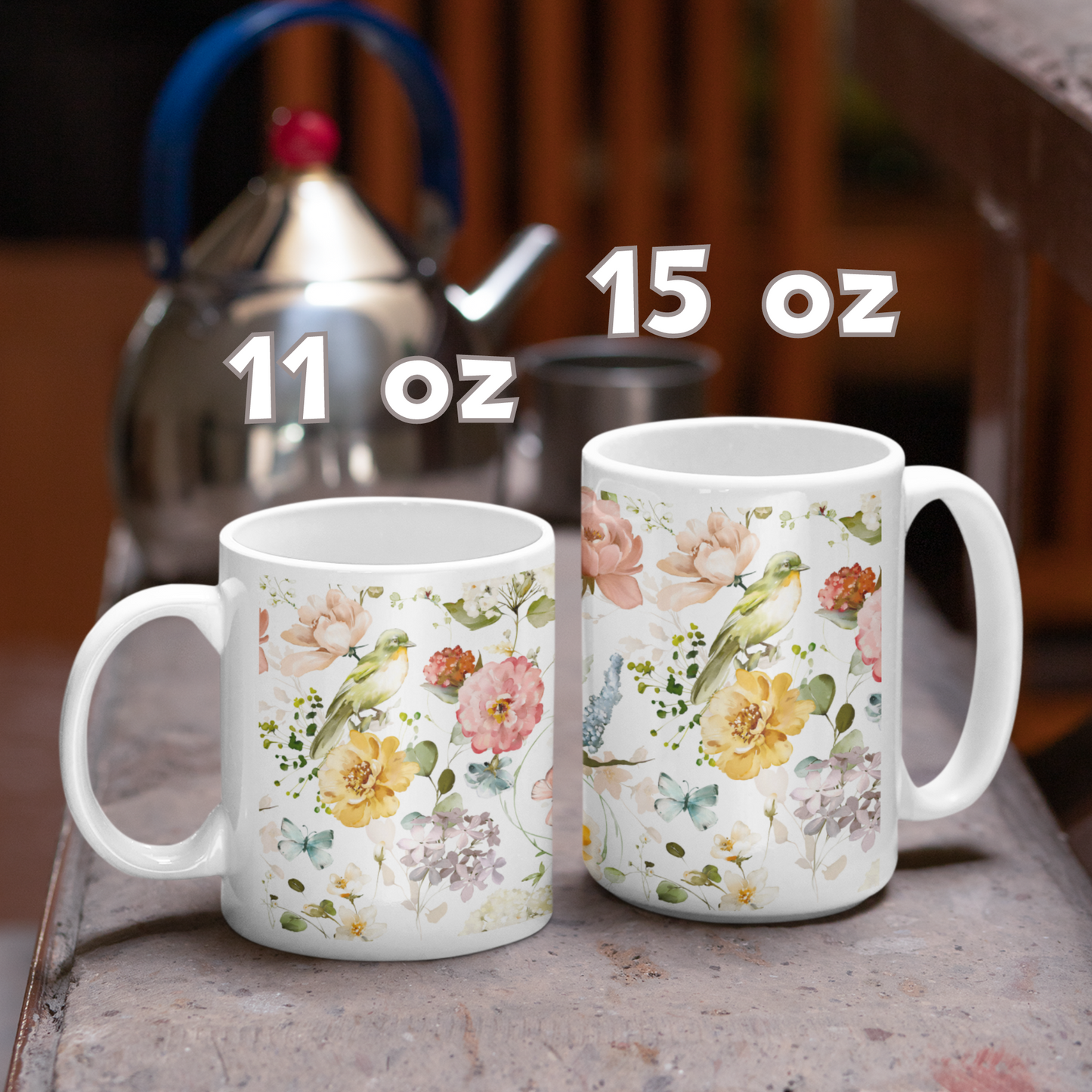 Watercolor Floral Ceramic Coffee Mug