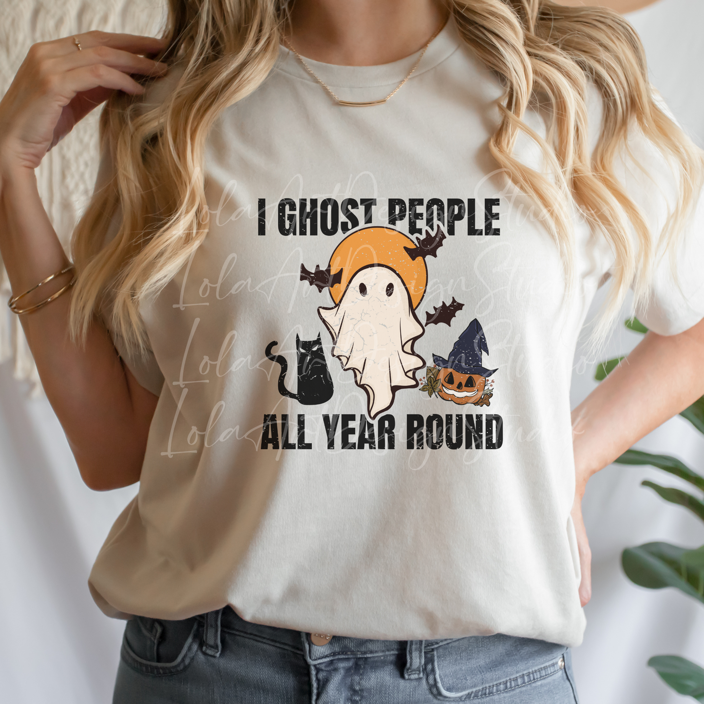 I Ghost People All Year Round Png Sublimation Design, Funny Sarcastic Halloween Ghost, Distressed Design FIle, Instant Download