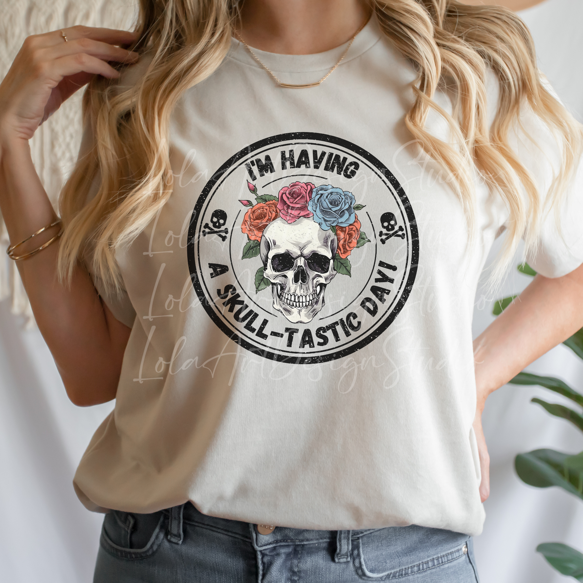 Funny Skull PNG Sublimation Design, I'm having a skull-tastic day Png, Skull With Roses PNG, Floral Skull Sublimation design download