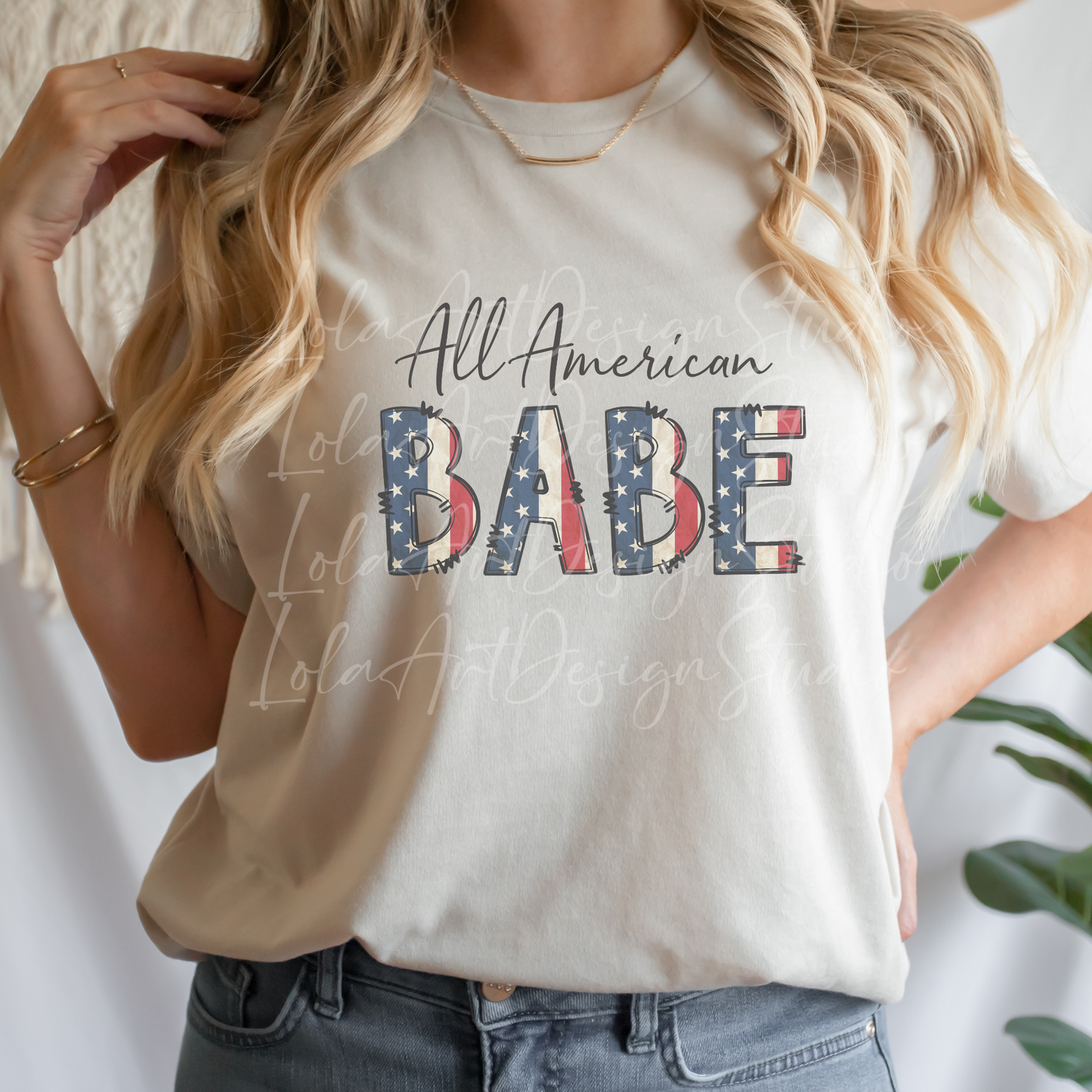 All American Babe PNG Sublimation Design, Retro Patriotic Woman TShirt Design