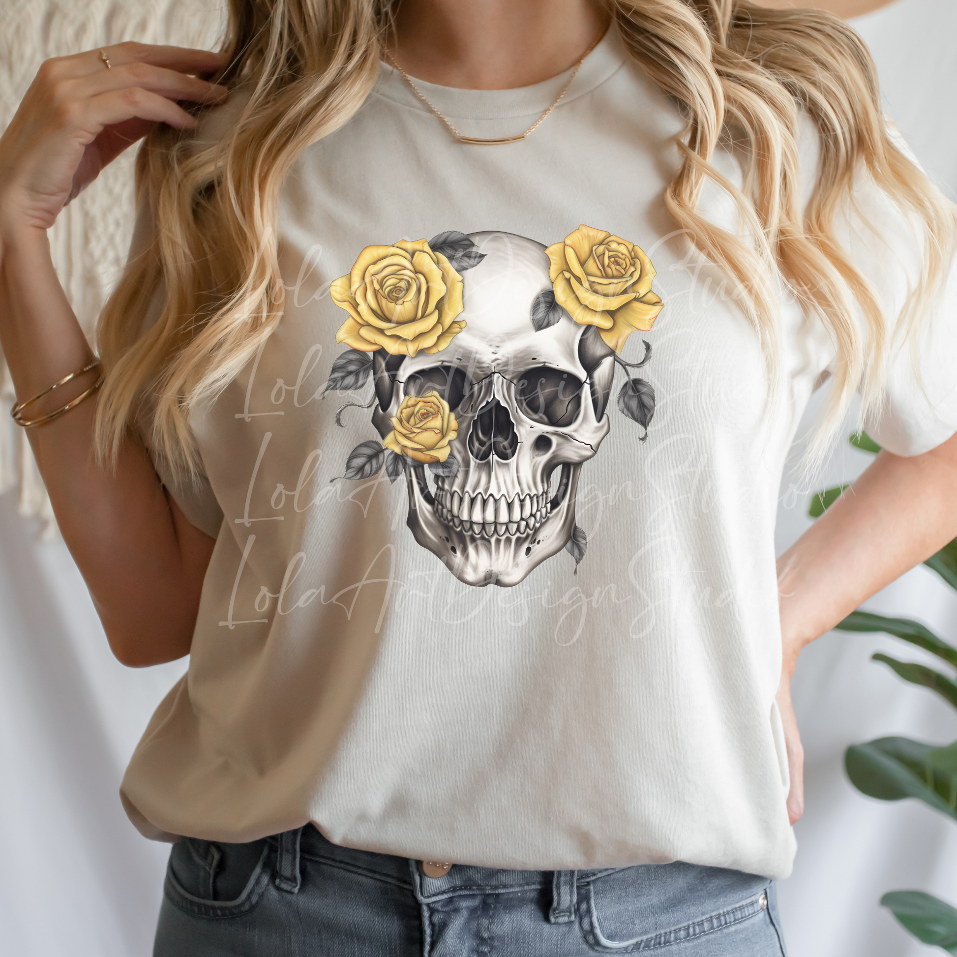 Yellow Roses Skull PNG Sublimation Design, Skull With Roses PNG, Floral Skull Sublimation design download,Skull T-shirt design, Skull Png