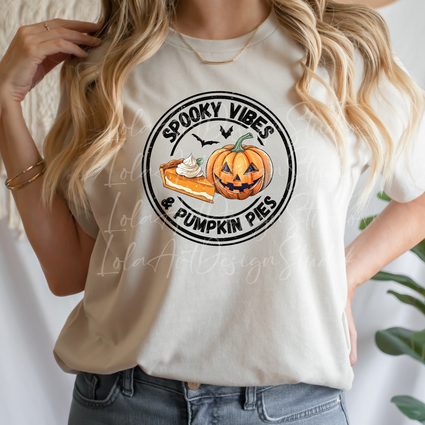 Spooky Vibes & Pumpkin Pies Png Sublimation Distressed Design, Funny Scary Sarcastic Quote, Pumpkin Pie Png, Instant Download Graphic File