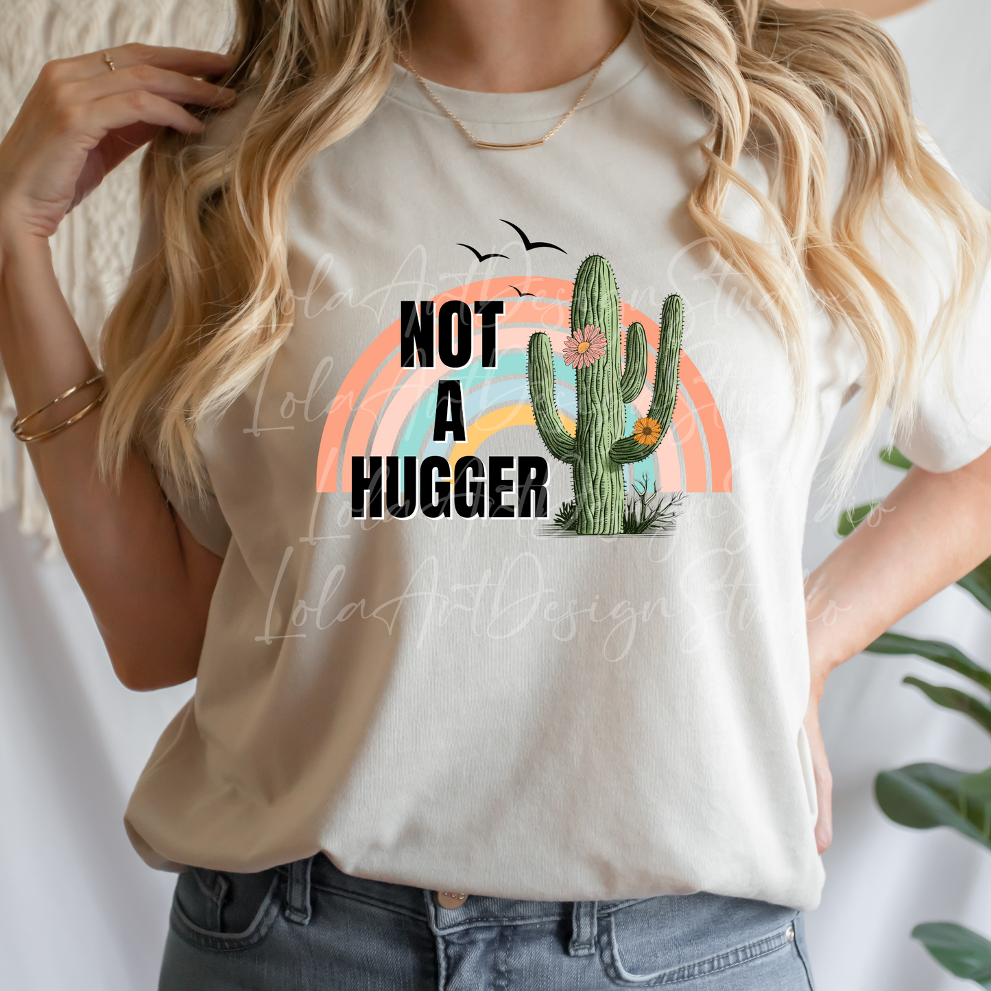 Not a Hugger Png Sublimation, Cactus Png Sublimate design download