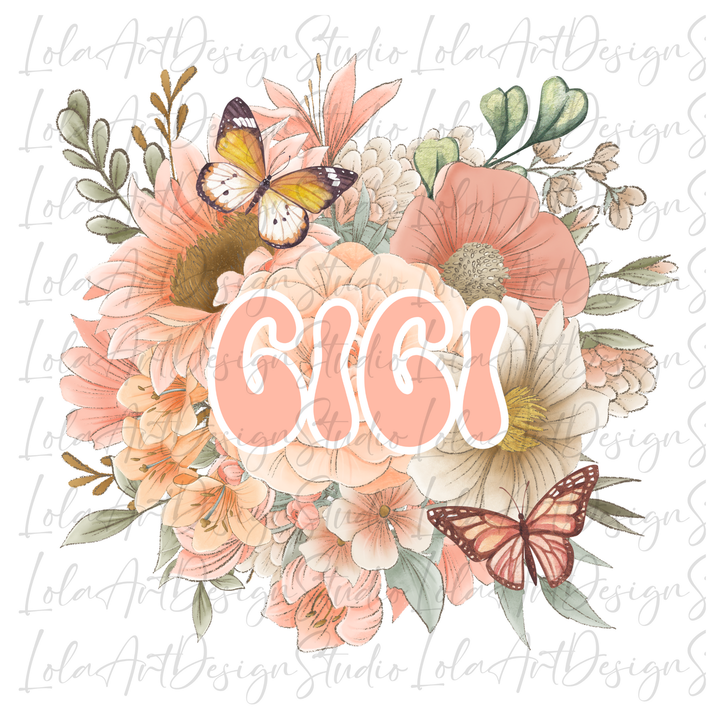 Floral GiGi PNG Sublimation, Floral bouquet Grandma sublimation png, digital download