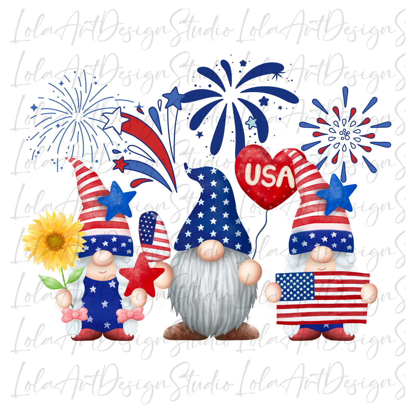 Patriotic 4th Of July PNG Gnomes Sublimation Design