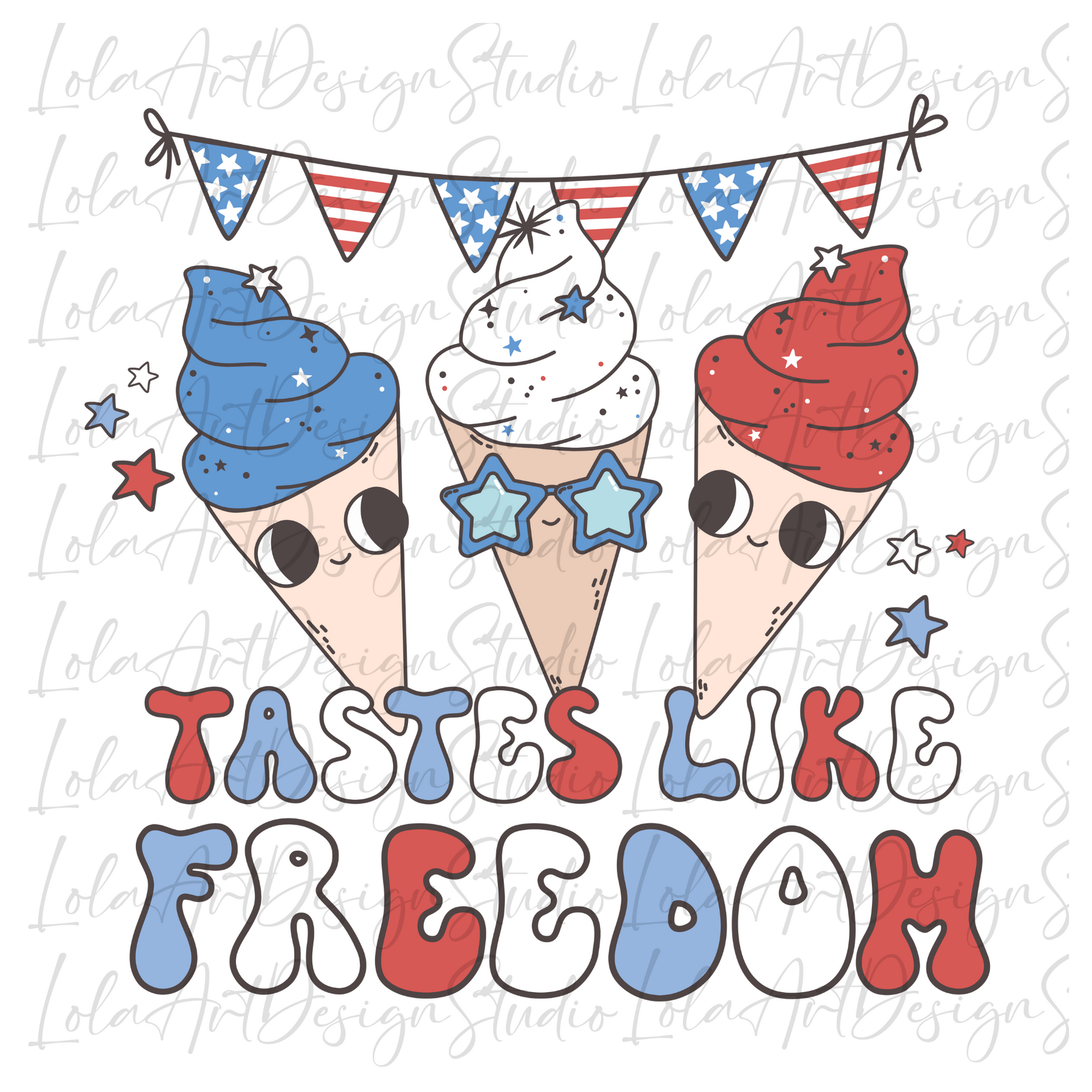 Tastes Like Freedom PNG, 4th Of July PNG Sublimation, Patriotic Ice Cream USA Shirt Design Png