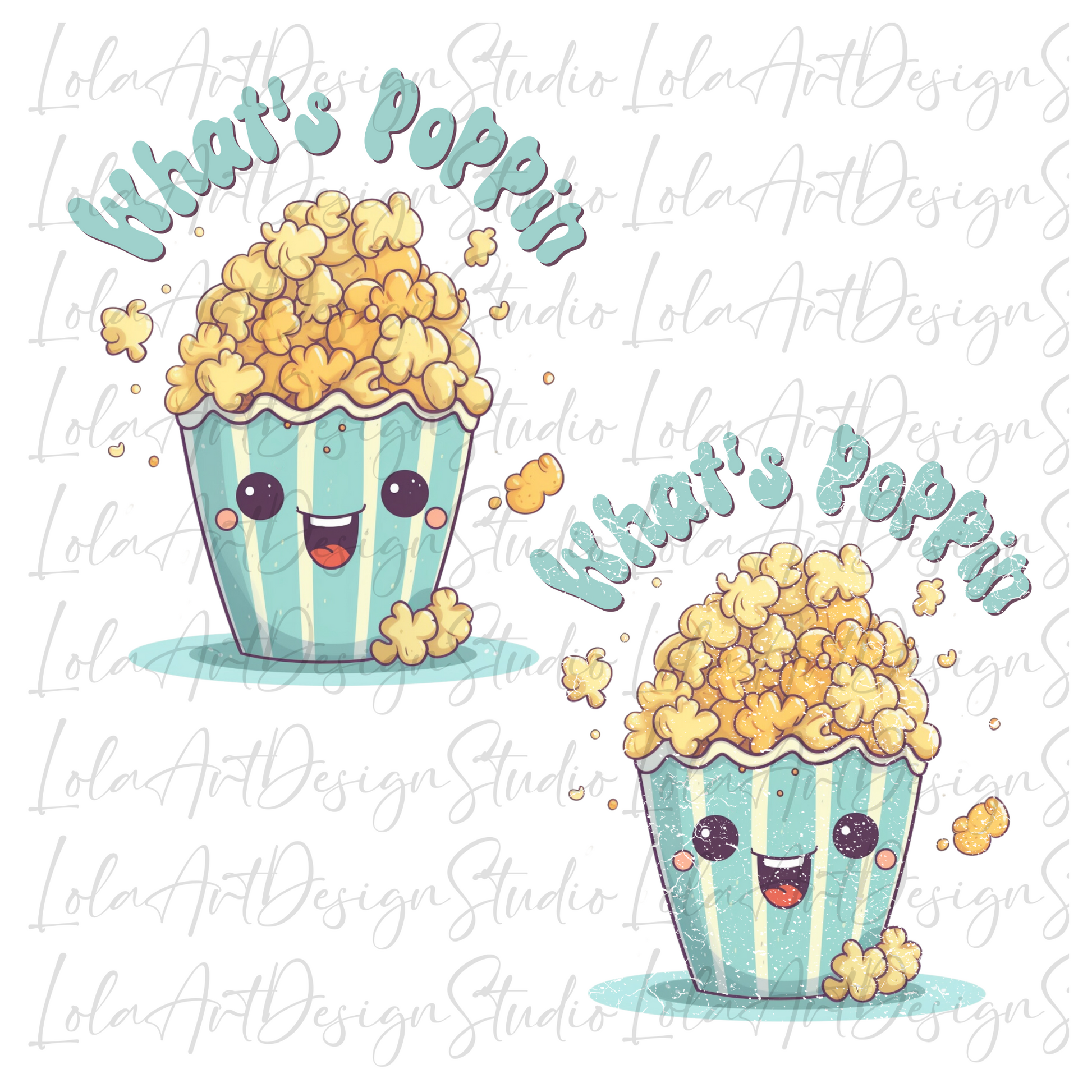 What's Poppin PNG file for sublimation, Retro Popcorn Kawaii Sublimation PNG