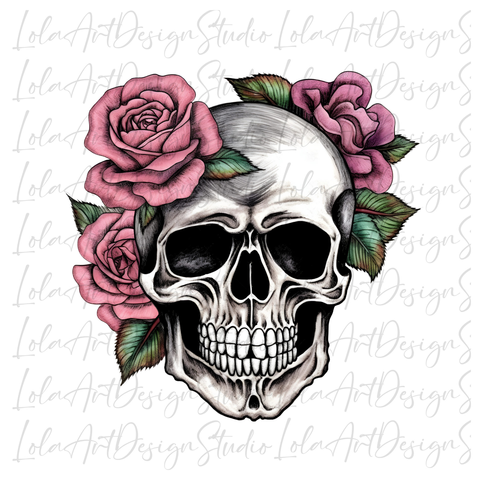 Pink Roses Skull PNG Sublimation Design, Skull With Roses PNG, Floral Skull Sublimation design download,Skull T-shirt design, Skull Png