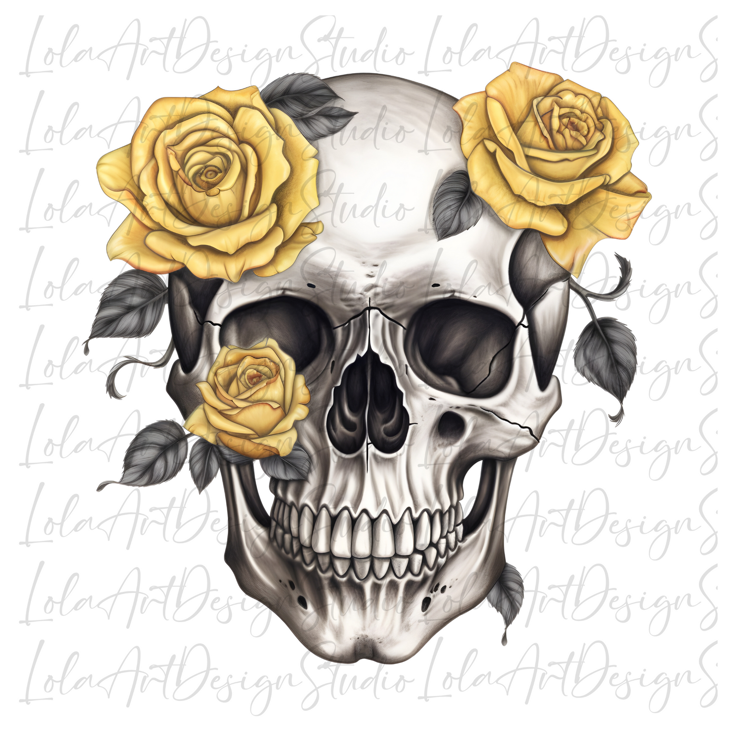 Yellow Roses Skull PNG Sublimation Design, Skull With Roses PNG, Floral Skull Sublimation design download,Skull T-shirt design, Skull Png