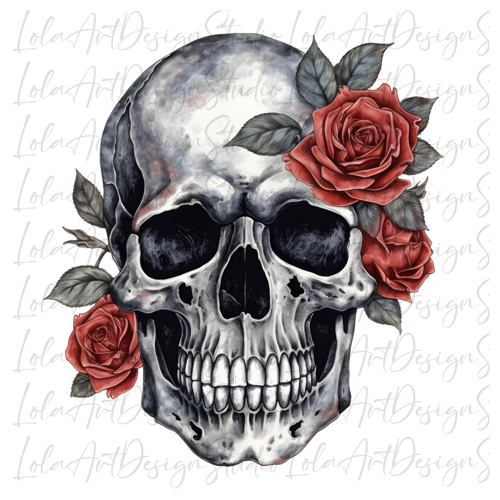 Red Roses Skull PNG Sublimation Design, Skull With Roses PNG, Floral Skull Sublimation design download,Skull T-shirt design, Skull Png