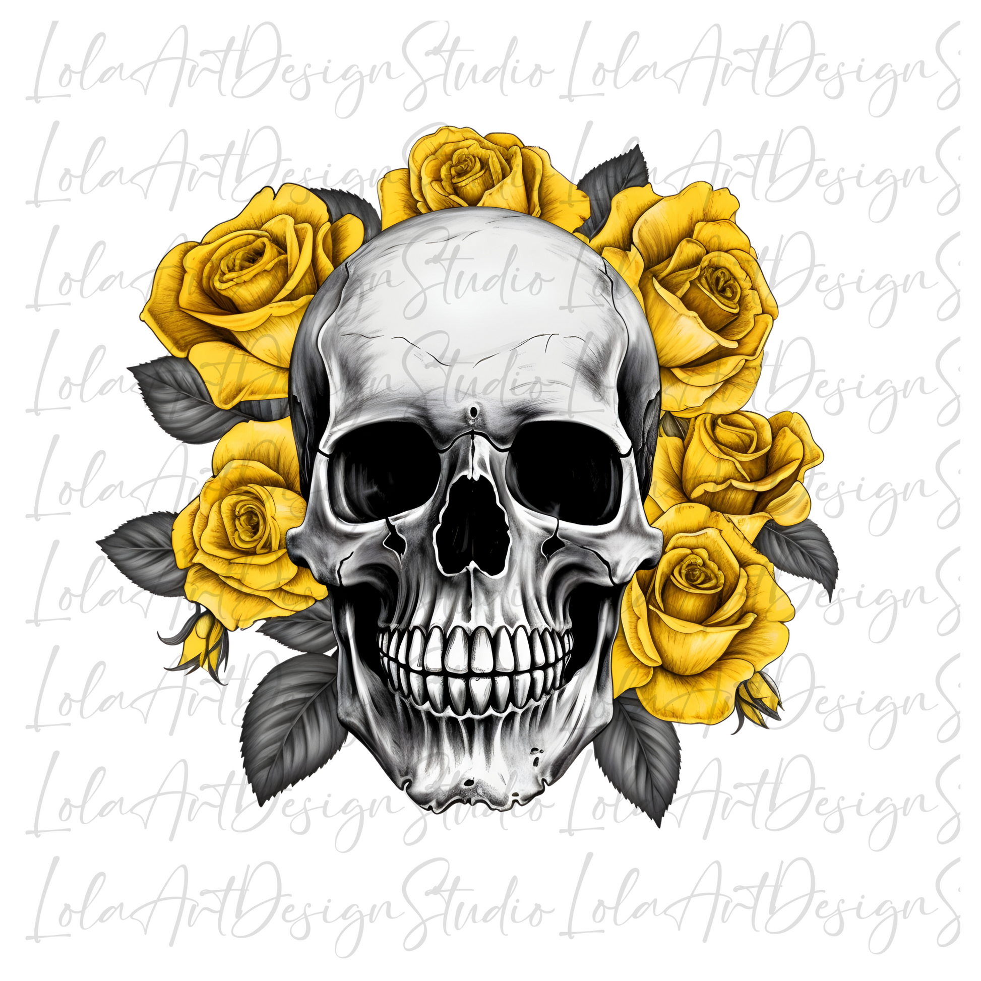 Yellow Roses Skull PNG Sublimation Design, Skull With Roses PNG, Floral Skull Sublimation design download,Skull T-shirt design, Skull Png