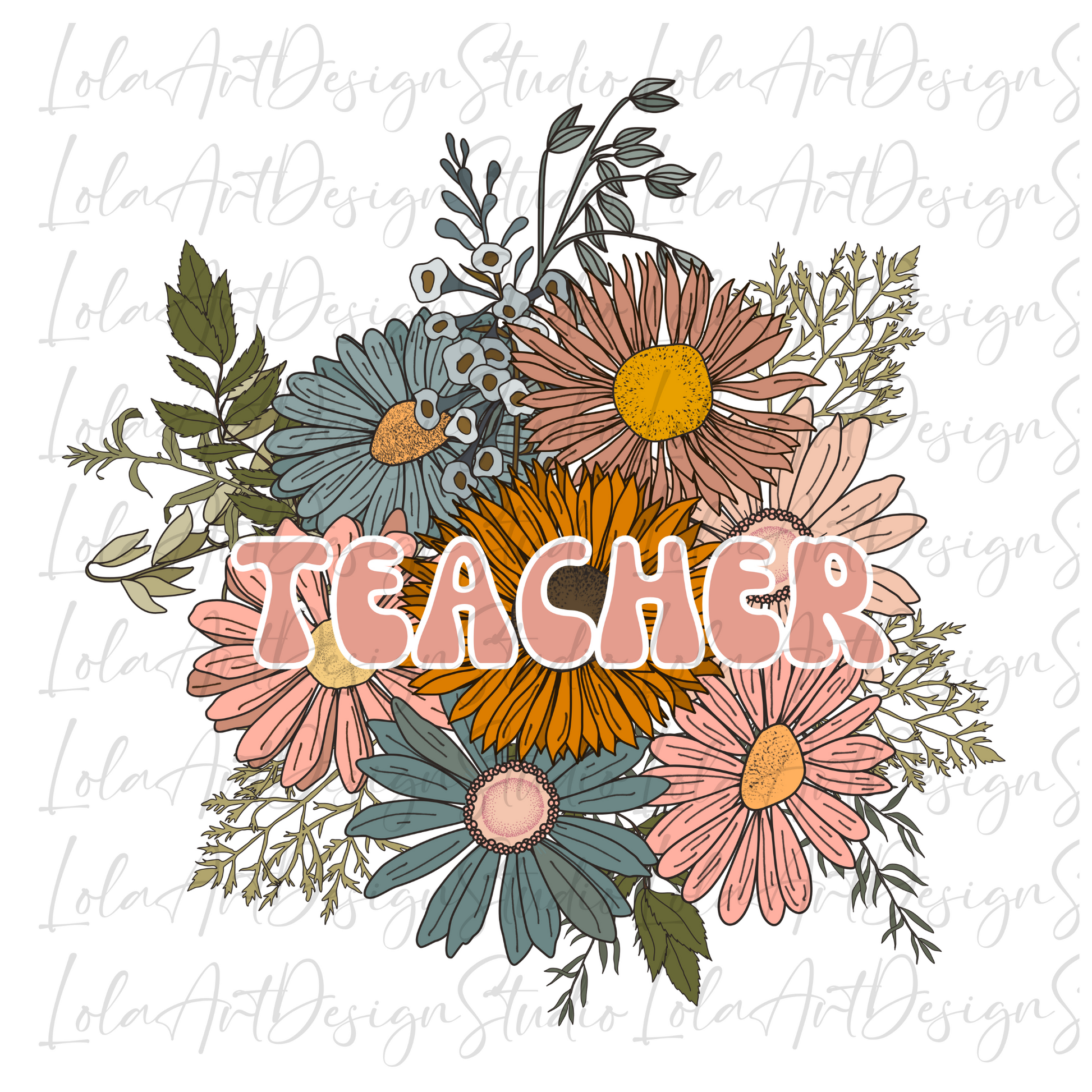 Floral Boho Teacher PNG For Sublimation, Teacher Shirt Design Png