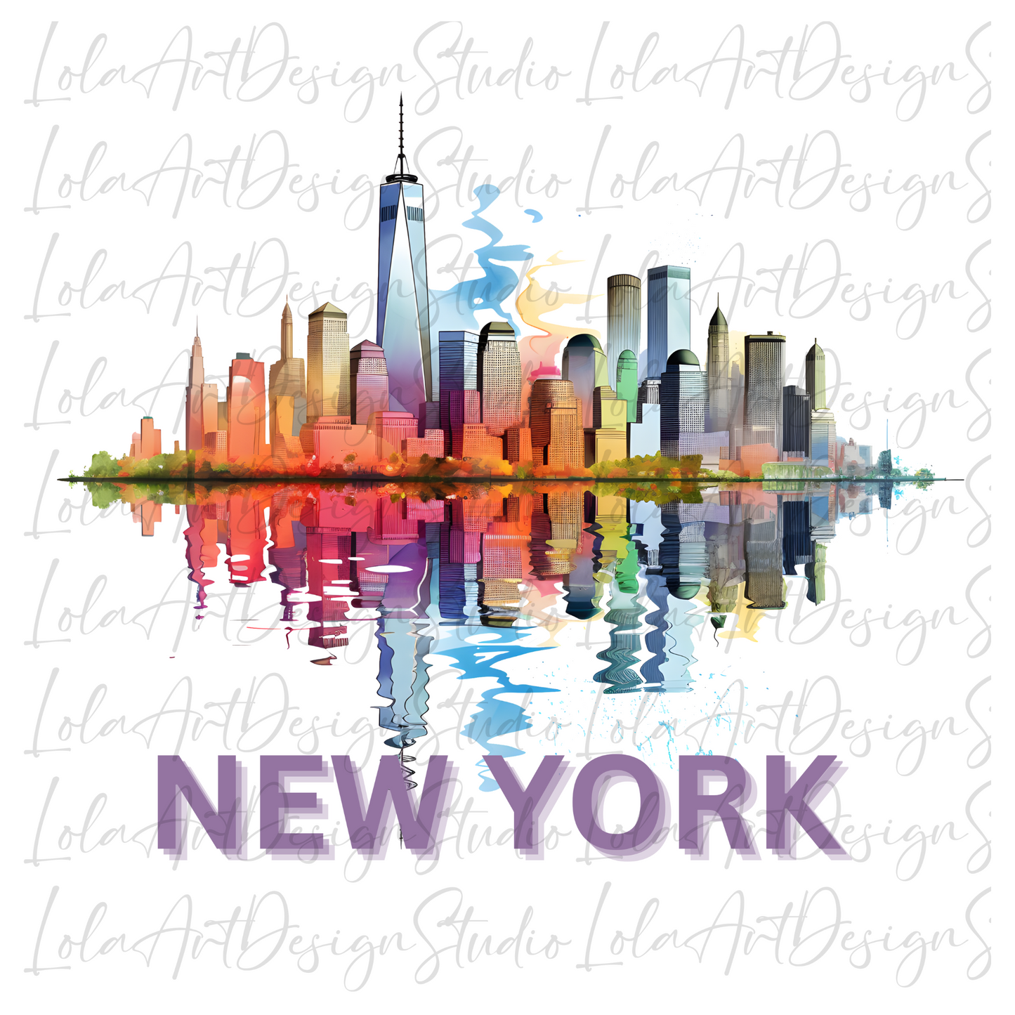 New York Skyline PNG Sublimation Design, Abstract Manhattan Colorful TShirt Design, NYC USA Png Design For T Shirts, Digital Download