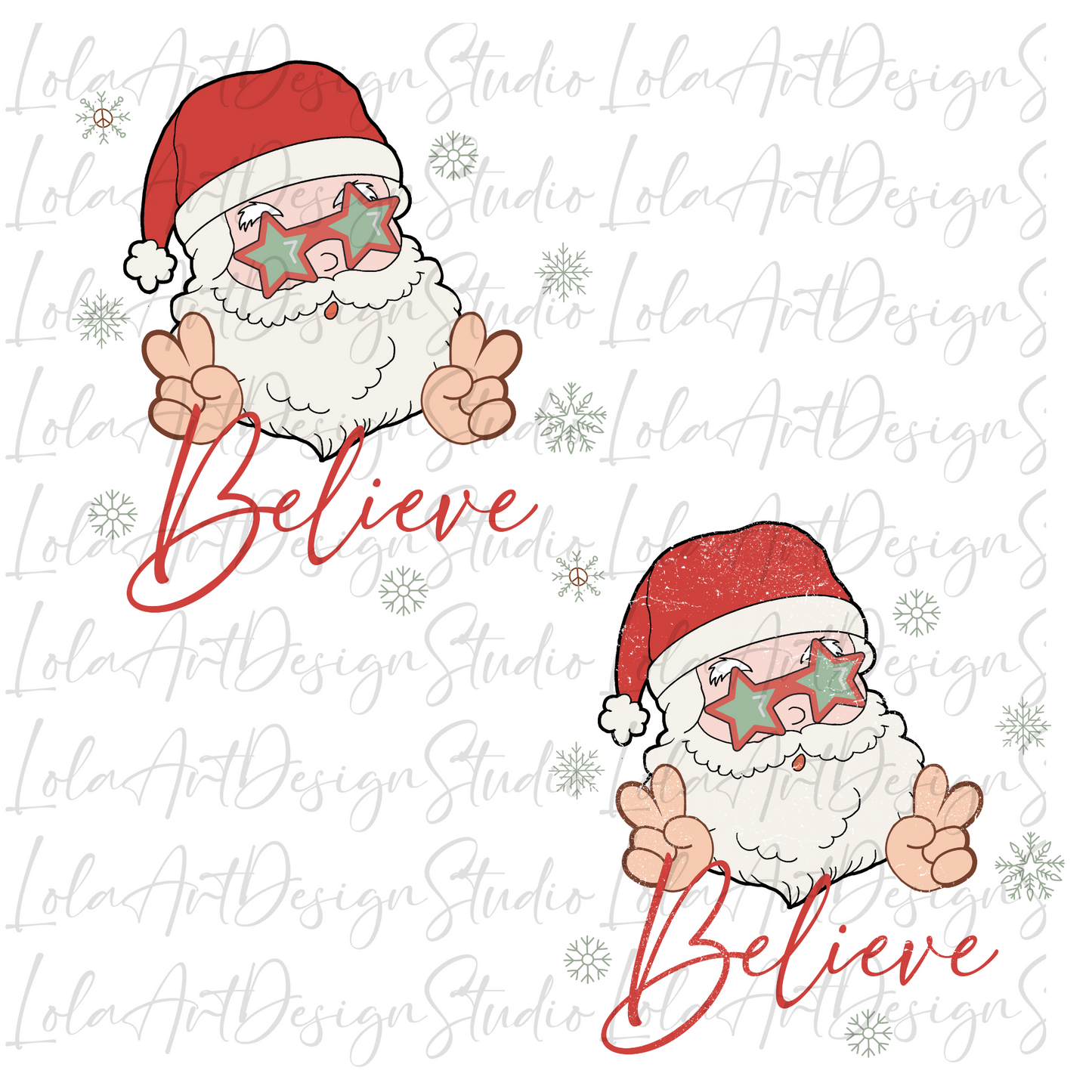 Retro Grunge Hippie Santa Believe Christmas Png Sublimation Design, Santa Claus Christmas Png, Digital Download