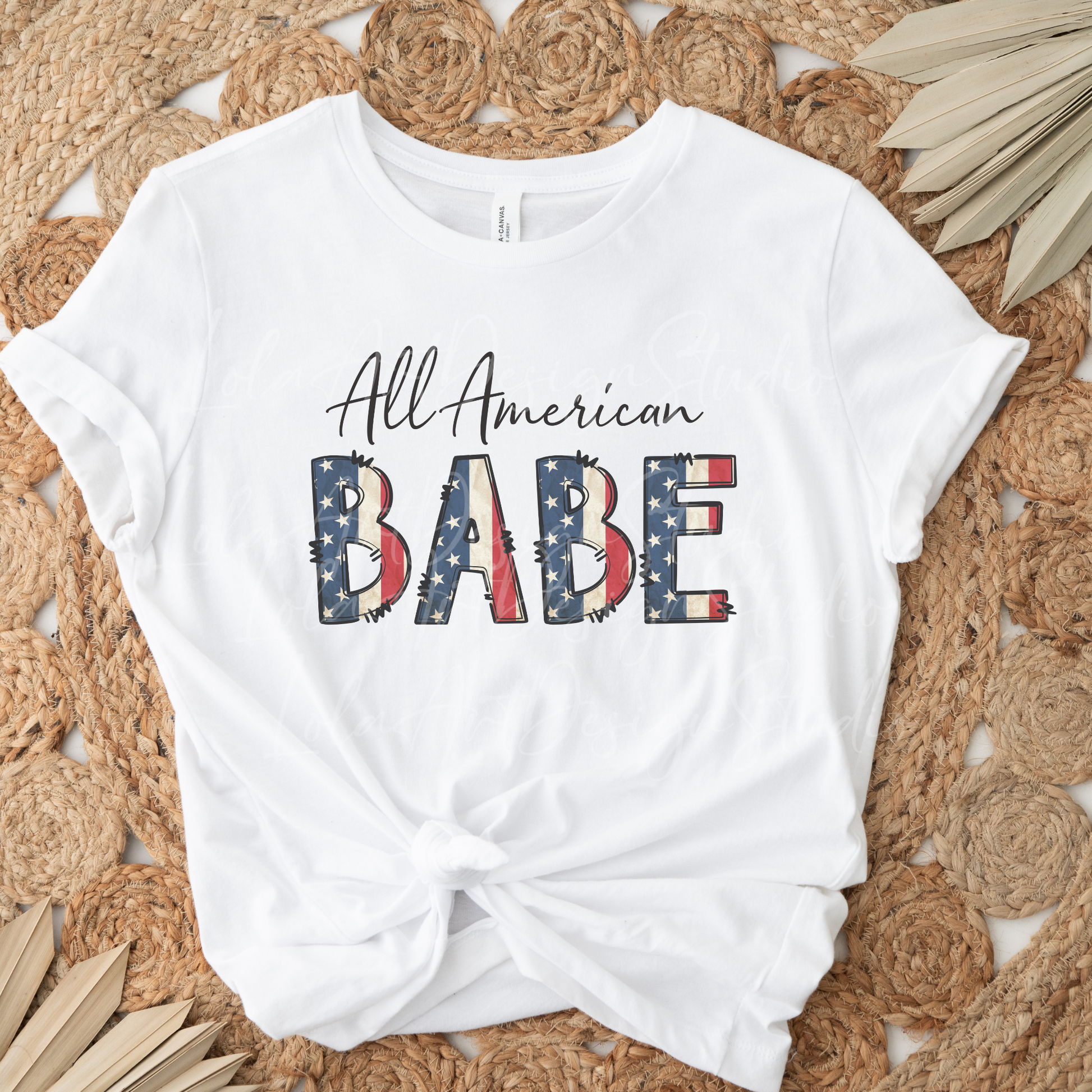 All American Babe PNG Sublimation Design, Retro Patriotic Woman TShirt Design