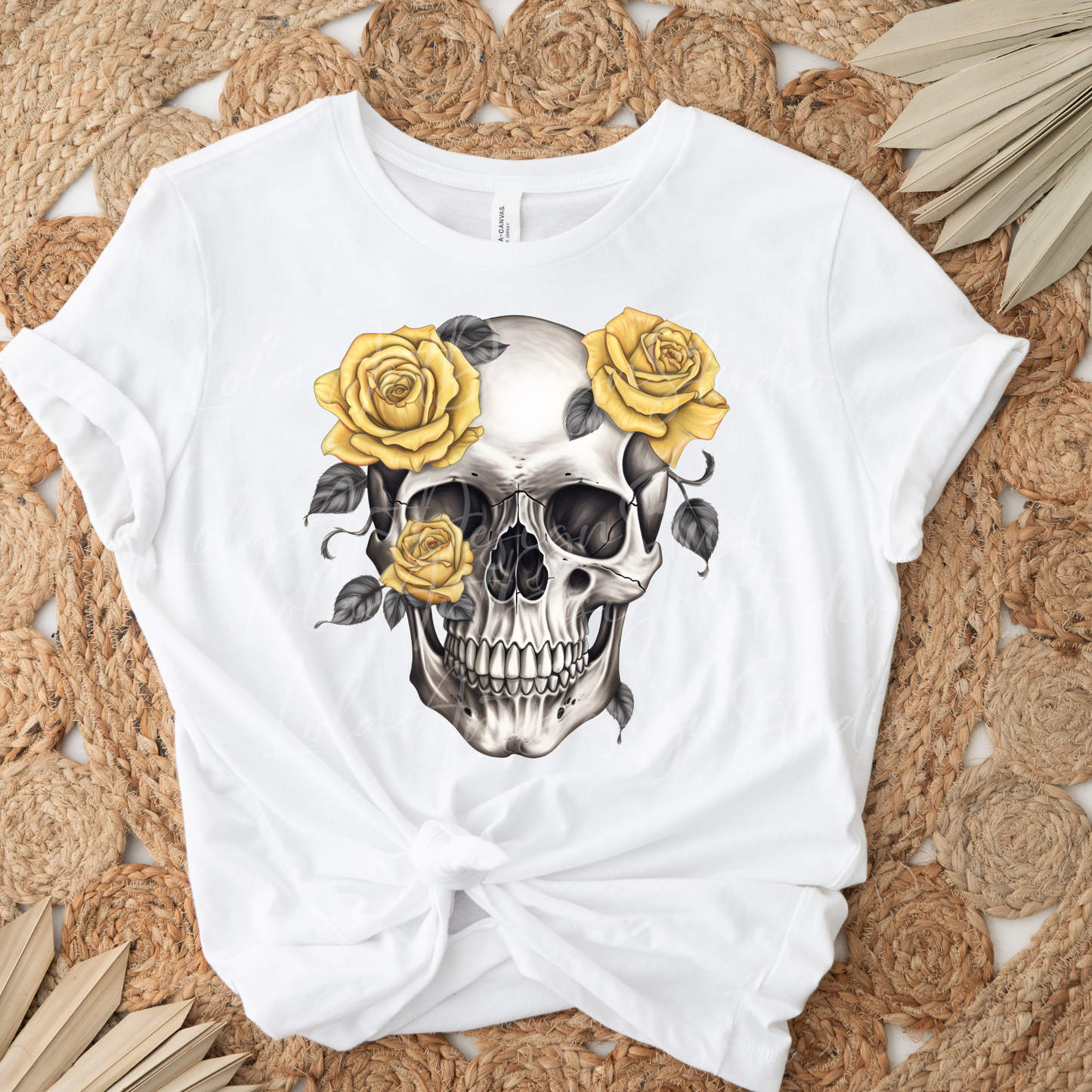 Yellow Roses Skull PNG Sublimation Design, Skull With Roses PNG, Floral Skull Sublimation design download,Skull T-shirt design, Skull Png