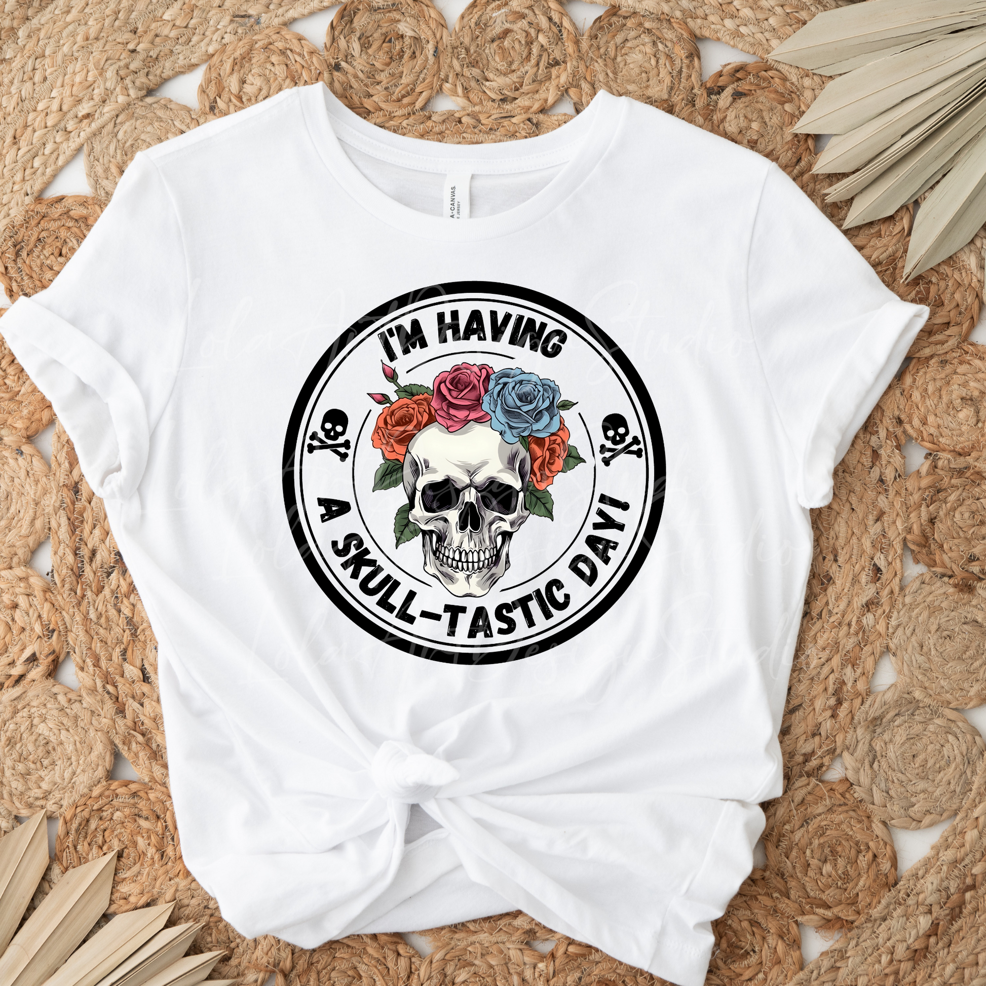 Funny Skull PNG Sublimation Design, I'm having a skull-tastic day Png, Skull With Roses PNG, Floral Skull Sublimation design download