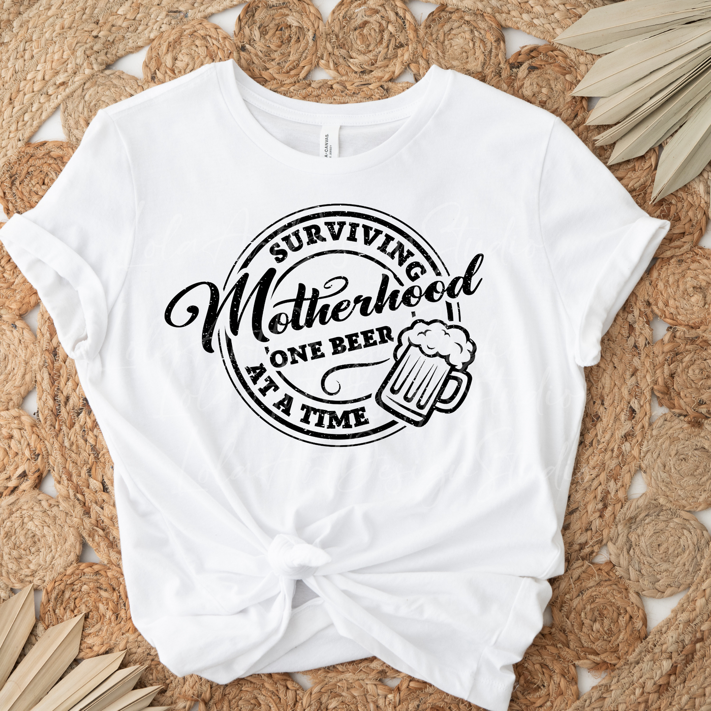 Funny Mother's Day Svg and Png Sublimation Design Image, Surviving Motherhood One Beer At A Time, Sarcastic Dad Svg & Png Files