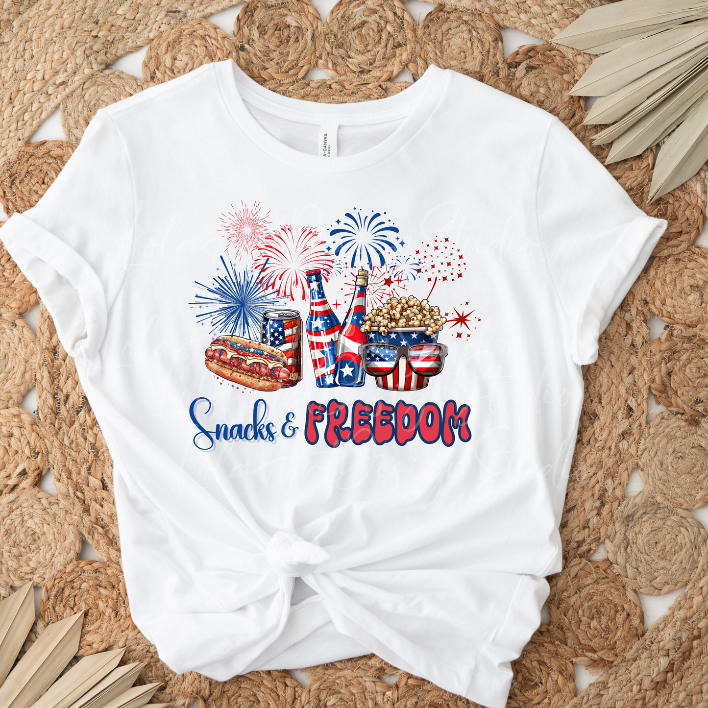 Patriotic Snacks and Freedom 4th Of July PNG Sublimation Design