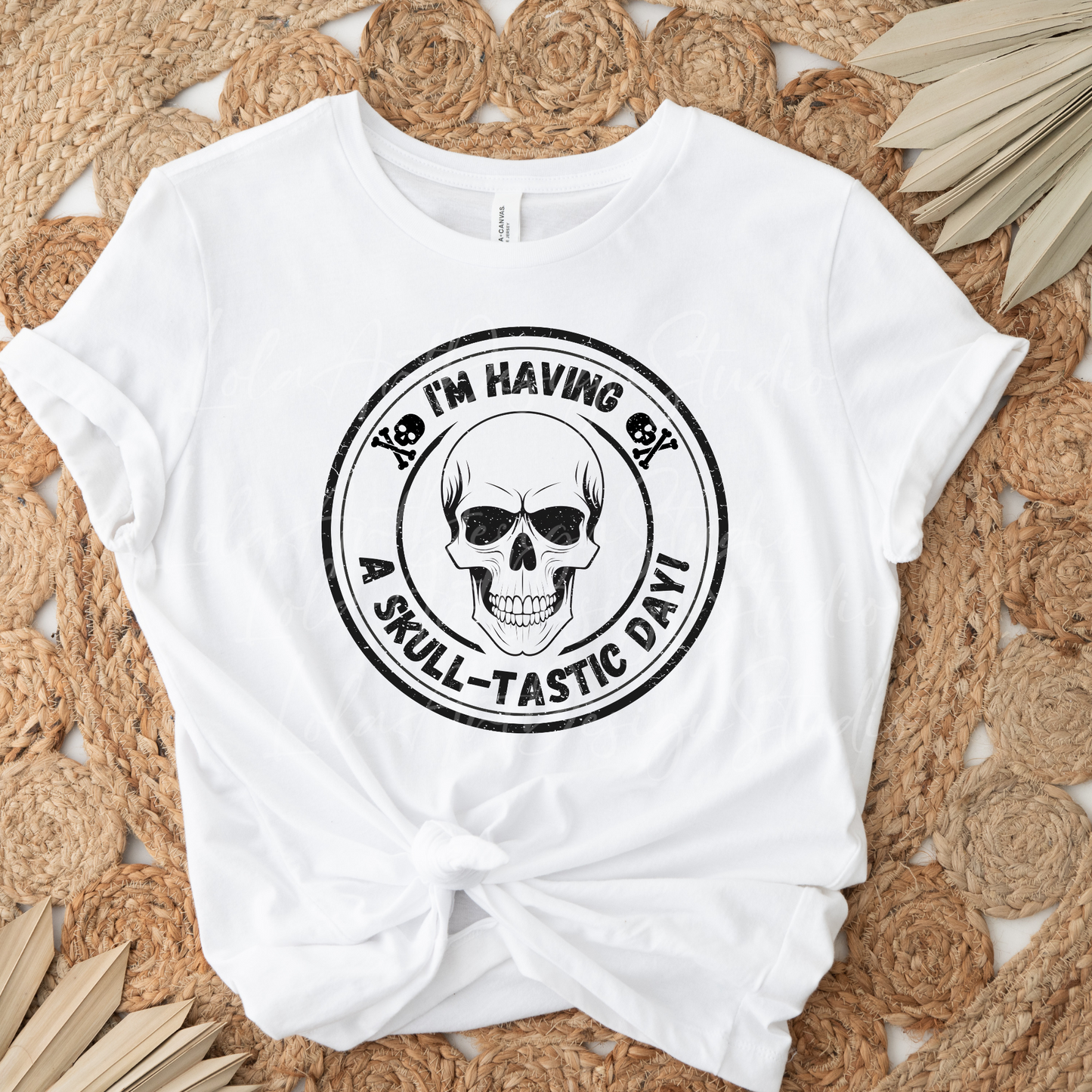 Funny Skull PNG Sublimation Design, I'm having a skull-tastic day Png, Distressed Grunge Skull PNG, Funny Skull Sublimation design download