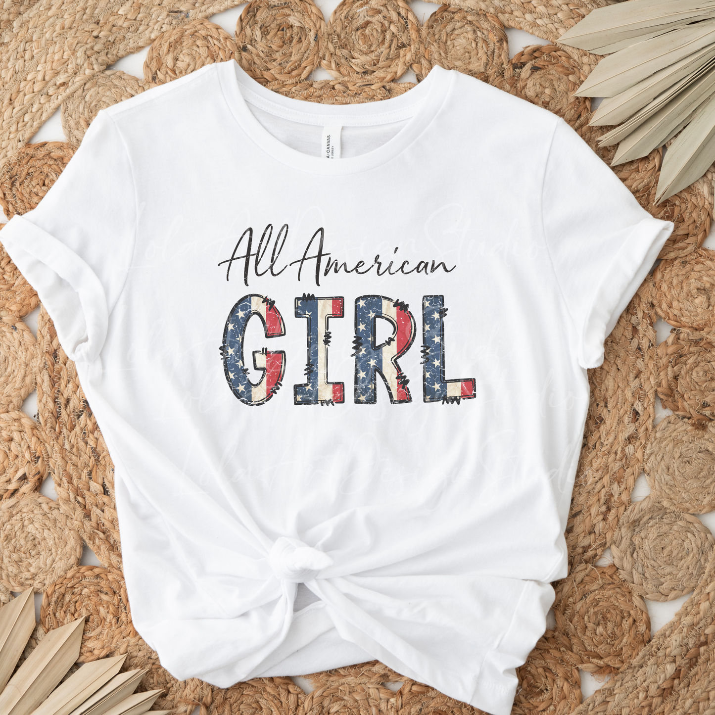 All American Girl PNG Sublimation Design, Retro Patriotic Girl TShirt Design Instant Download