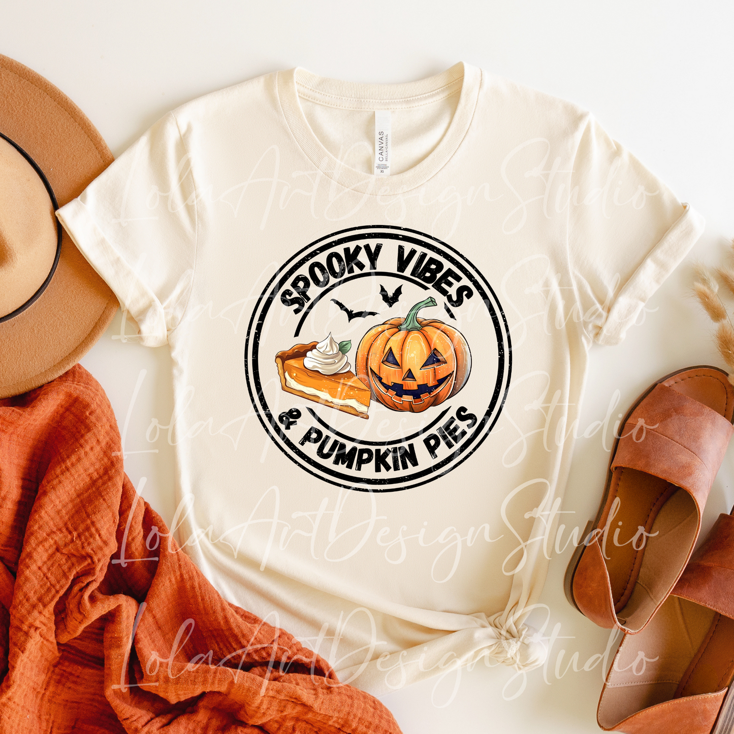 Spooky Vibes & Pumpkin Pies Png Sublimation Distressed Design, Funny Scary Sarcastic Quote, Pumpkin Pie Png, Instant Download Graphic File