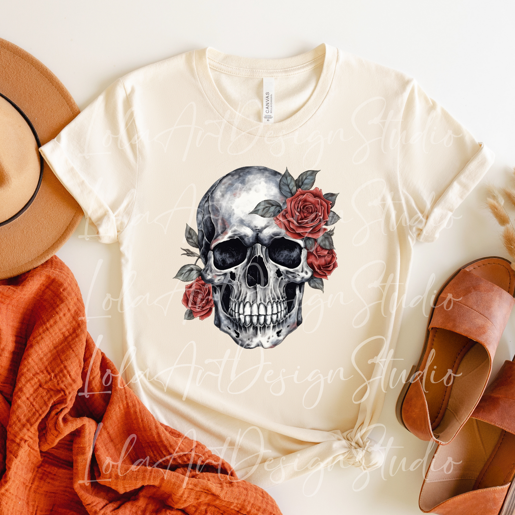 Red Roses Skull PNG Sublimation Design, Skull With Roses PNG, Floral Skull Sublimation design download,Skull T-shirt design, Skull Png