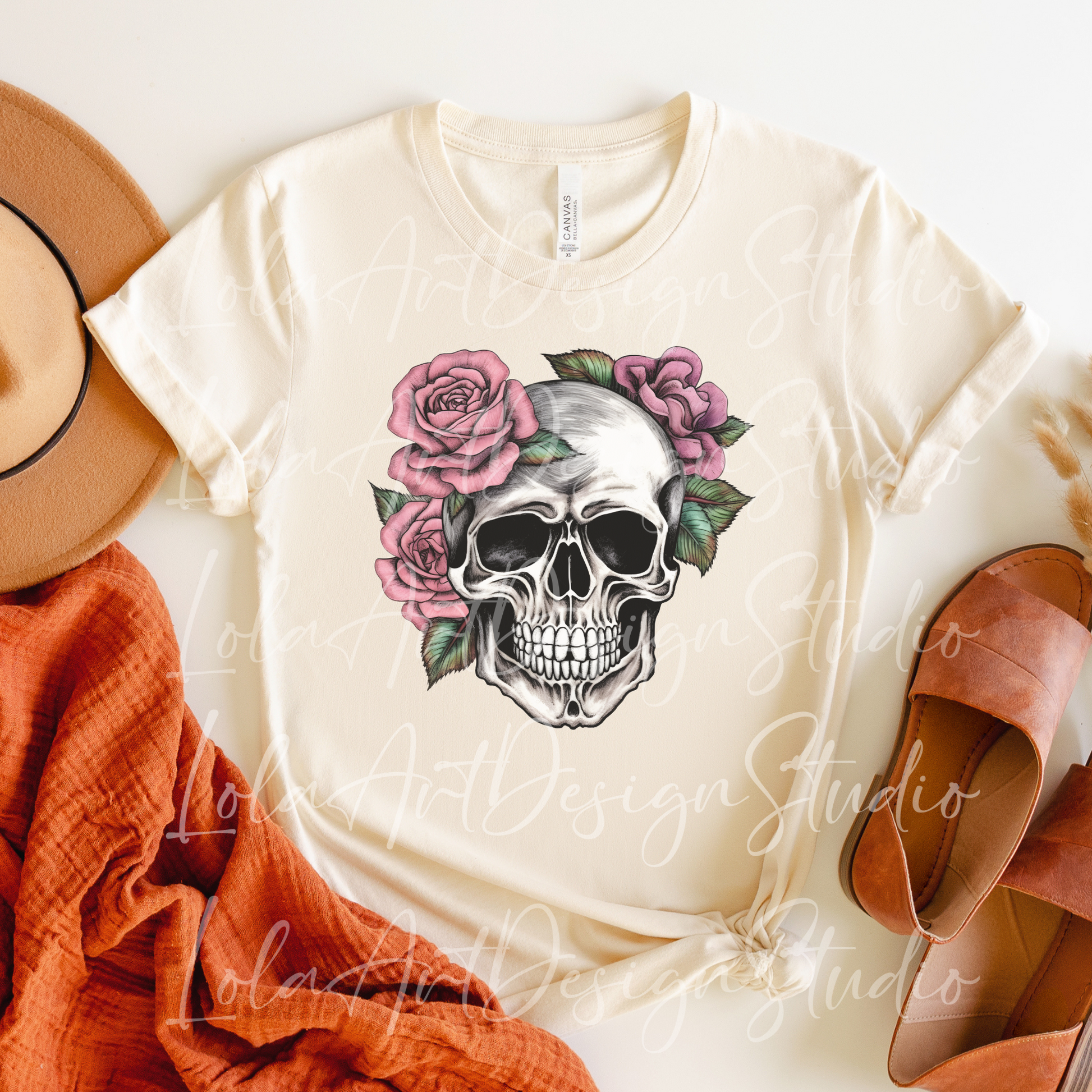 Pink Roses Skull PNG Sublimation Design, Skull With Roses PNG, Floral Skull Sublimation design download,Skull T-shirt design, Skull Png