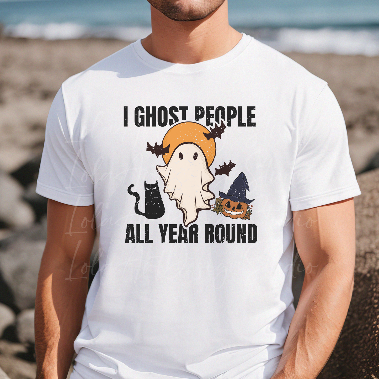 I Ghost People All Year Round Png Sublimation Design, Funny Sarcastic Halloween Ghost, Distressed Design FIle, Instant Download