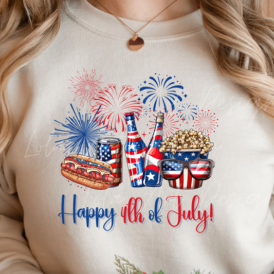 Happy 4th Of July PNG Sublimation, Patriotic Snacks USA Shirt Design Png