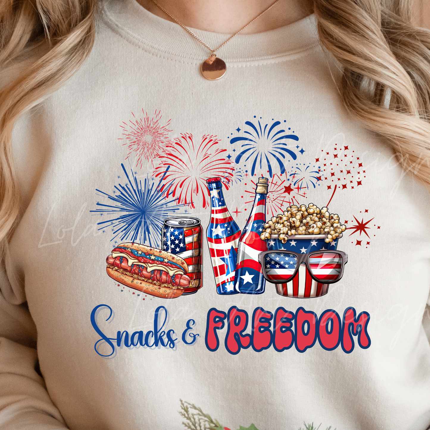 Patriotic Snacks and Freedom 4th Of July PNG Sublimation Design