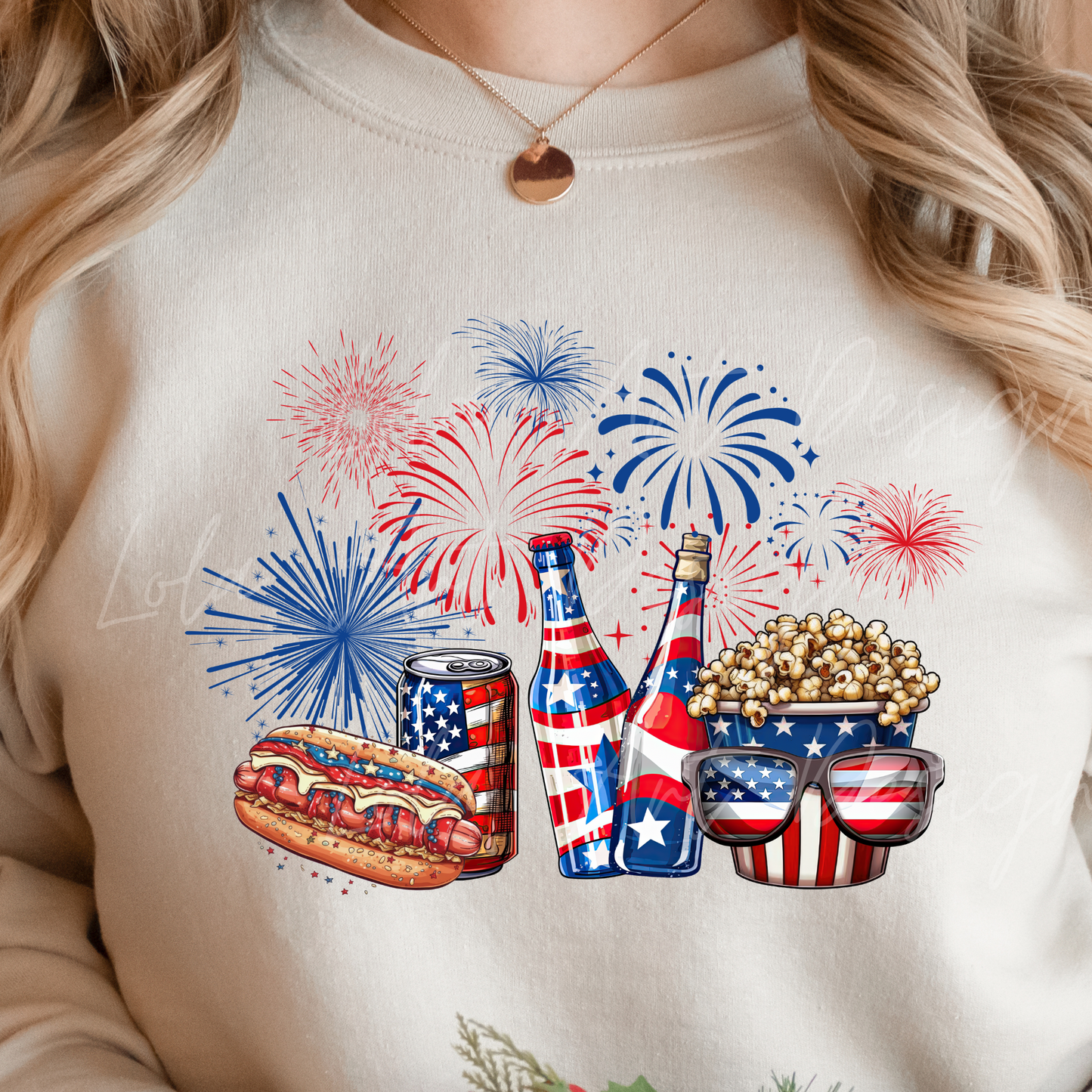 Patriotic Snacks and Food USA  4th Of July PNG Sublimation Design