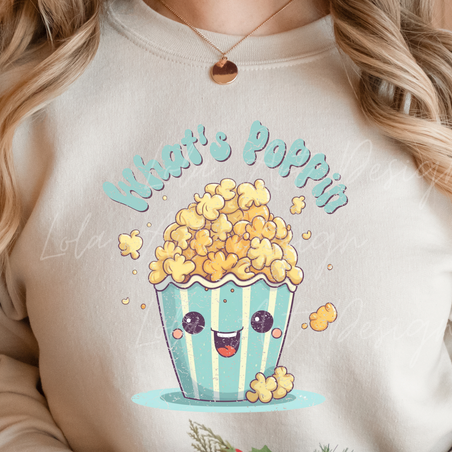 What's Poppin PNG file for sublimation, Retro Popcorn Kawaii Sublimation PNG