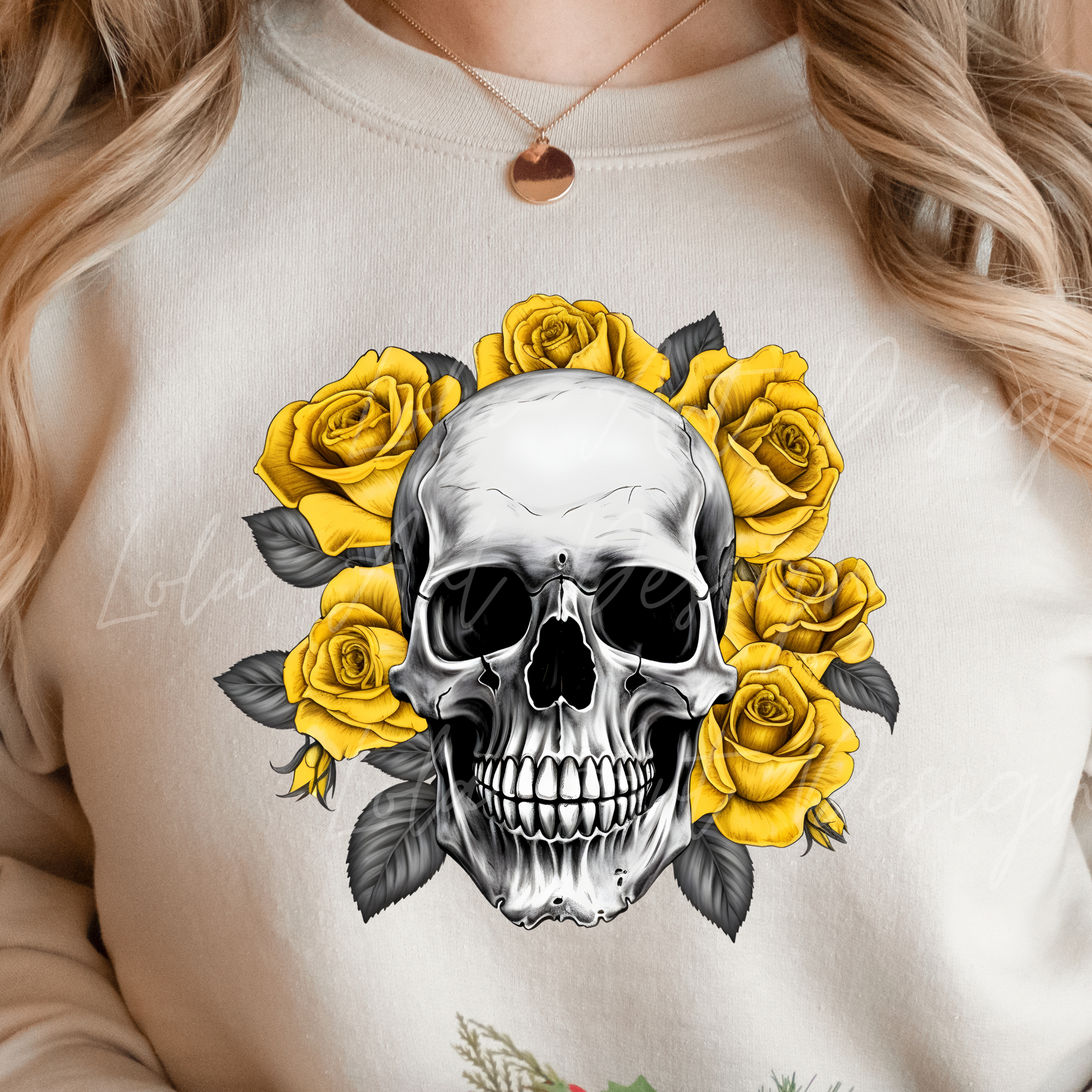 Yellow Roses Skull PNG Sublimation Design, Skull With Roses PNG, Floral Skull Sublimation design download,Skull T-shirt design, Skull Png