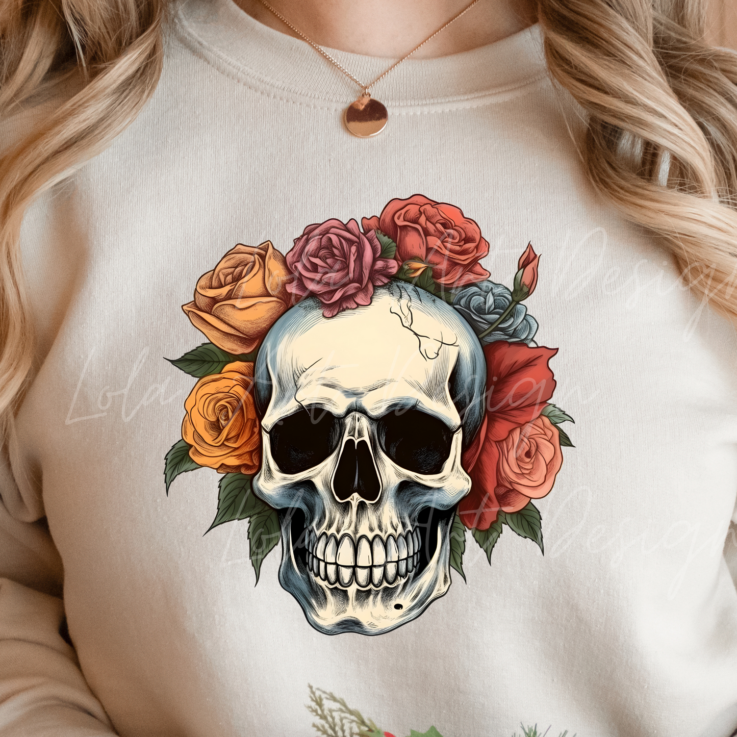 Colorful Roses Skull PNG Sublimation Design, Skull With Roses PNG, Floral Skull Sublimation design download,Skull T-shirt design, Skull Png