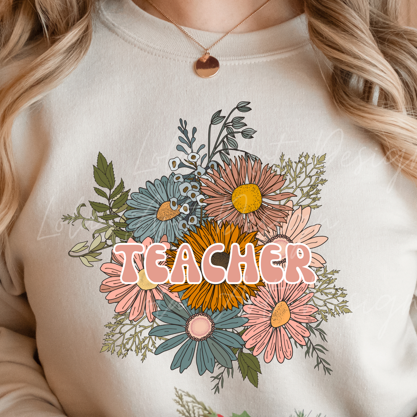 Floral Boho Teacher PNG For Sublimation, Teacher Shirt Design Png