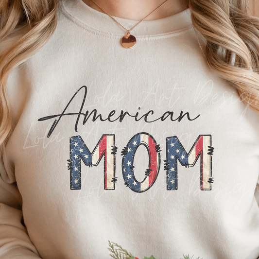 American Mom PNG Sublimation Design, 4th of July Png Patriotic Mom Shirt Design Instant Download