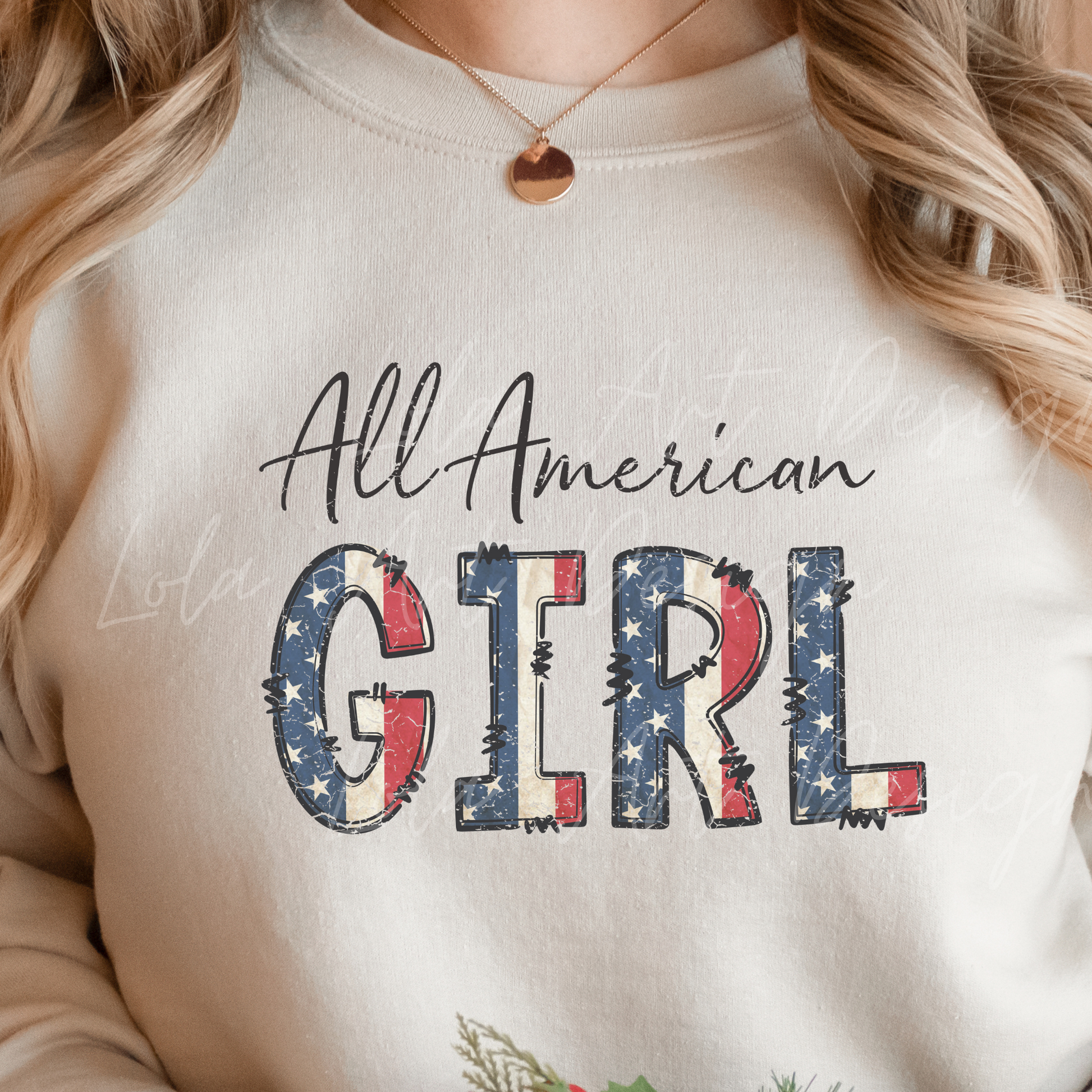 All American Girl PNG Sublimation Design, Retro Patriotic Girl TShirt Design Instant Download