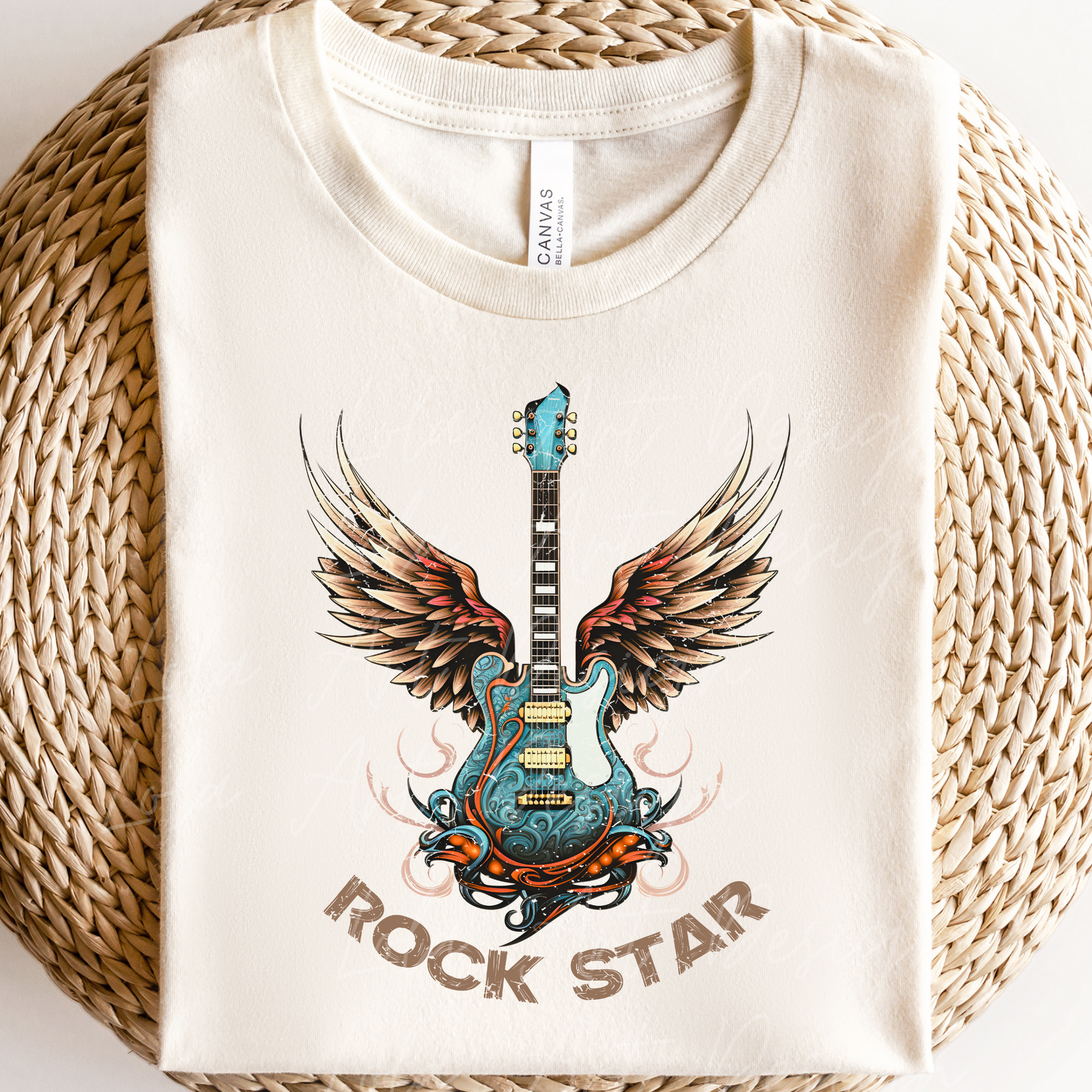 Rock Star Guitar With WIngs PNG sublimation design download, Grunge Tshirt Design, Distressed Music Lover Electric Guitar, Digital Download